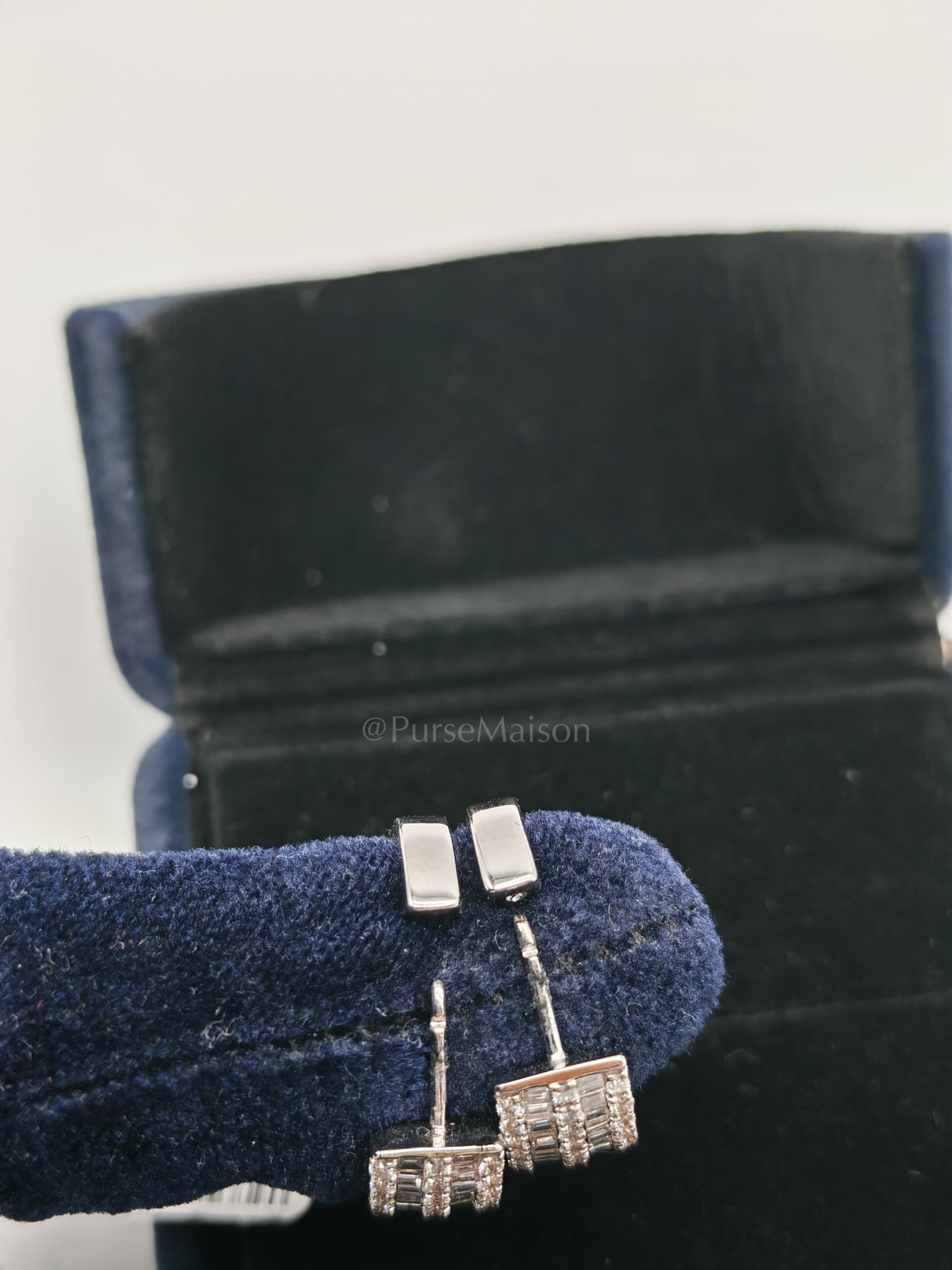 18k 8.25gms 1.59cts Natural Diamond White Gold Earrings | Purse Maison Luxury Bags Shop