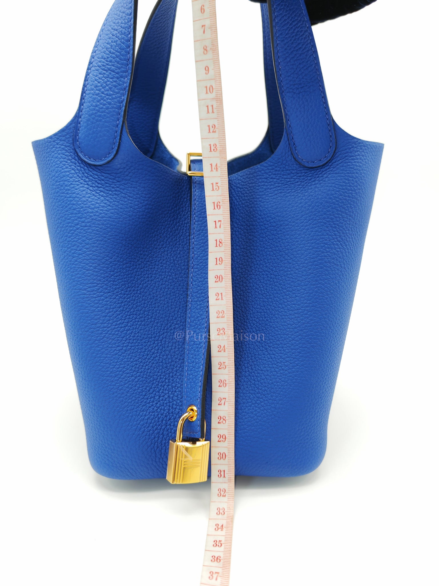 Picotin Lock 18 in Blue Electric Taurillon Maurice Leather & Gold Hardware Stamp B(2023)