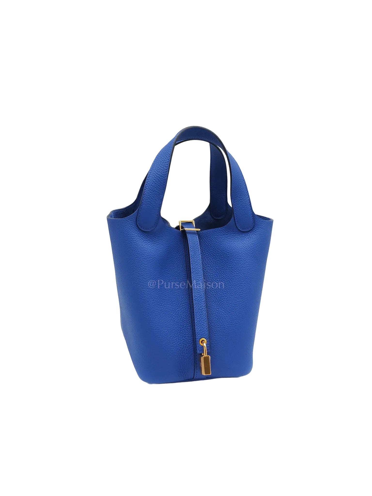Picotin Lock 18 in Blue Electric Taurillon Maurice Leather & Gold Hardware Stamp B(2023)