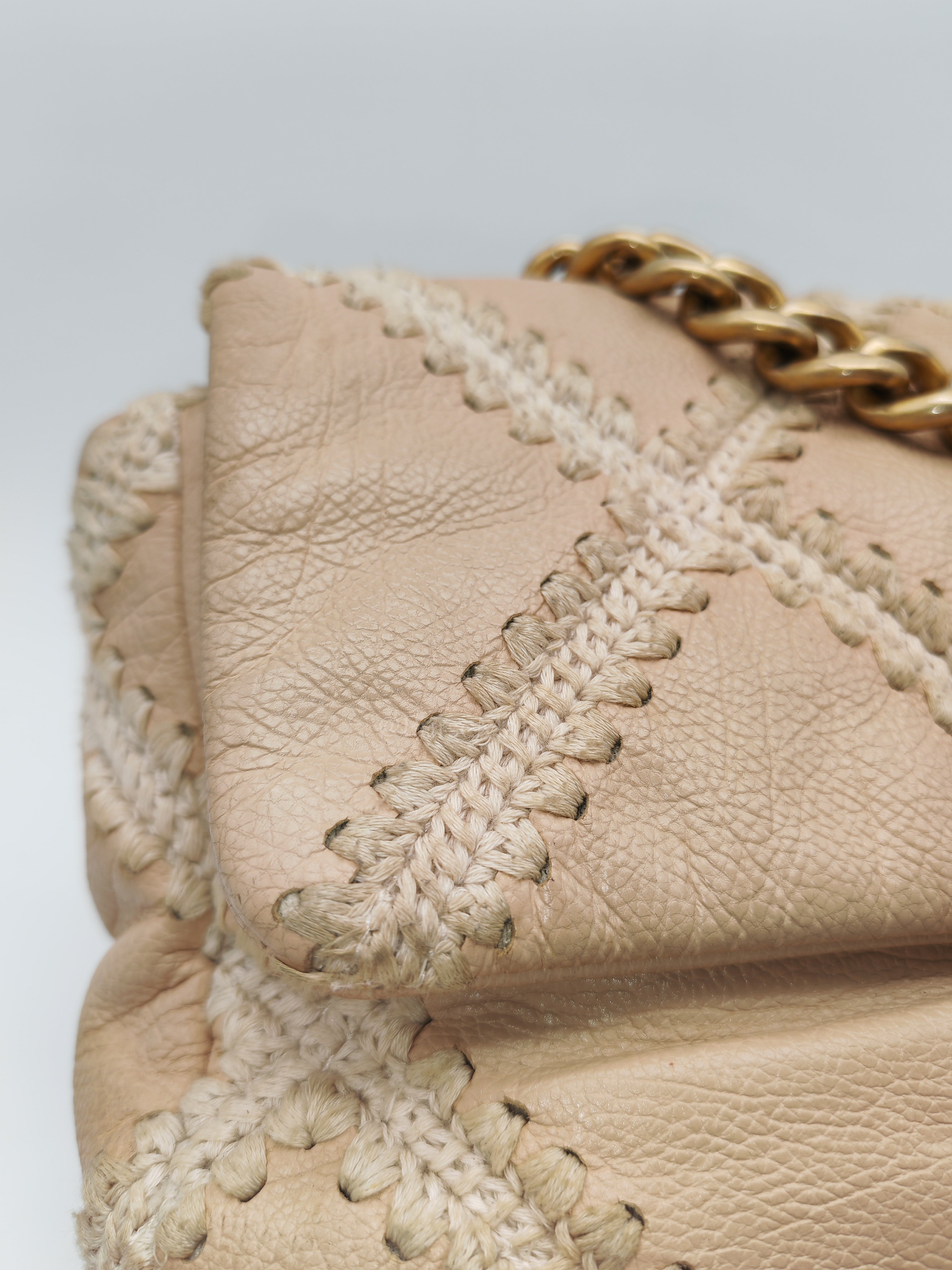 19 Flap Bag in Beige Crochet Quilted Calfskin Leather & Mix Hardware Series 30 | Purse Maison Luxury Bags Shop