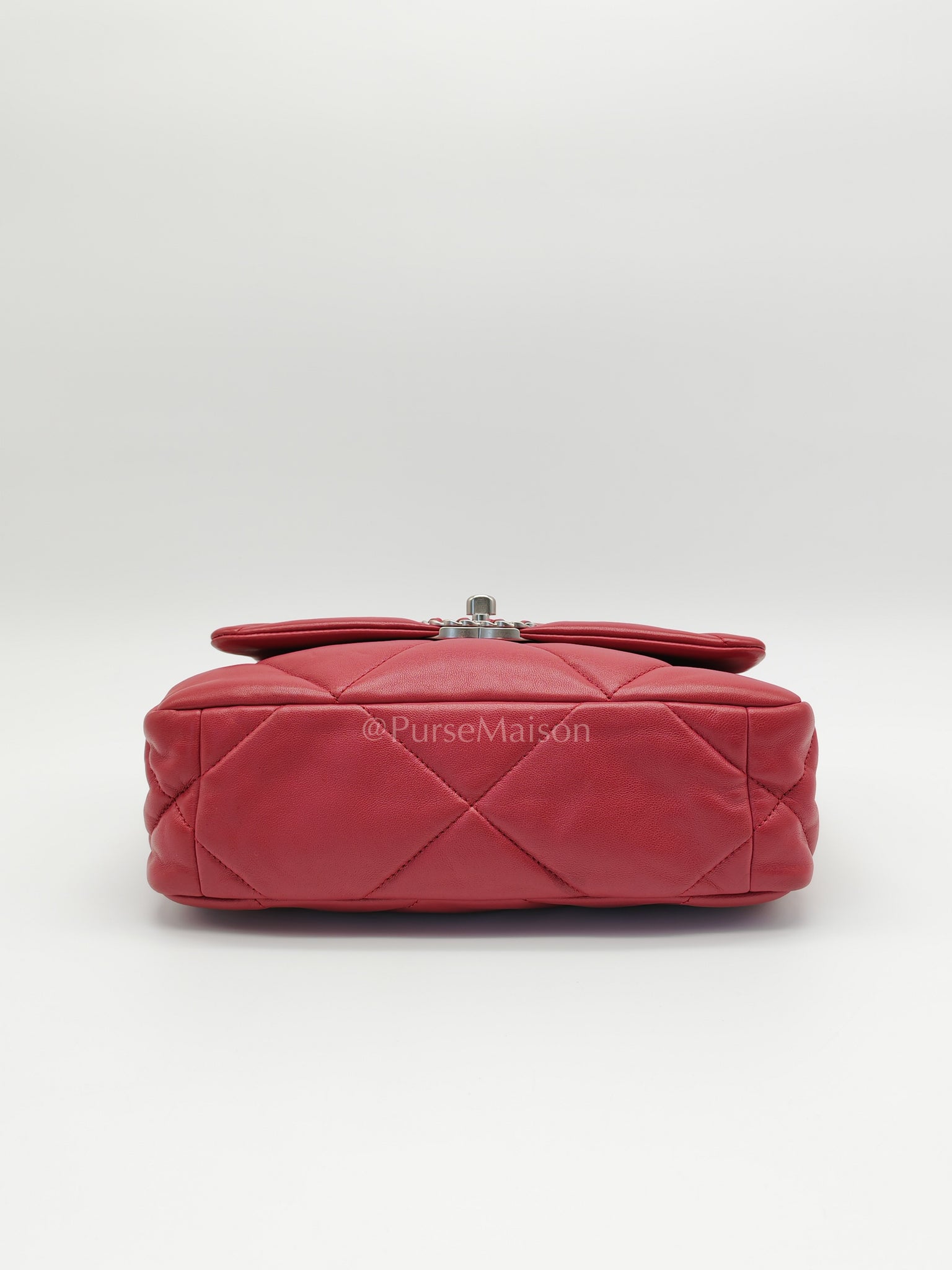 19 Flap Bag in Dark Pink Lambskin Leather and Mix Hardware Microchip | Purse Maison Luxury Bags Shop