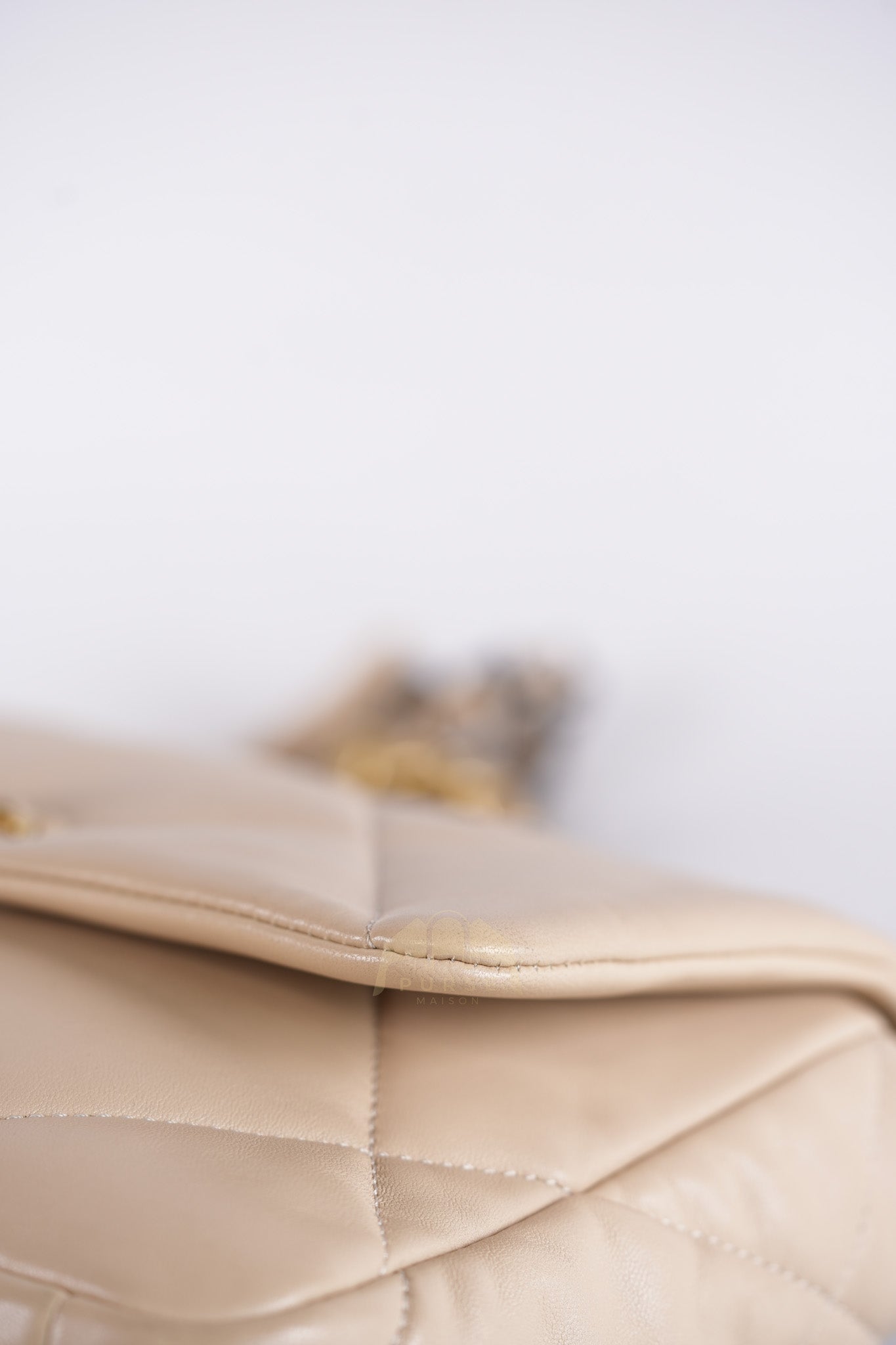 19 Medium in Beige Lambskin Leather & Mixed Hardware Microchip | Purse Maison Luxury Bags Shop