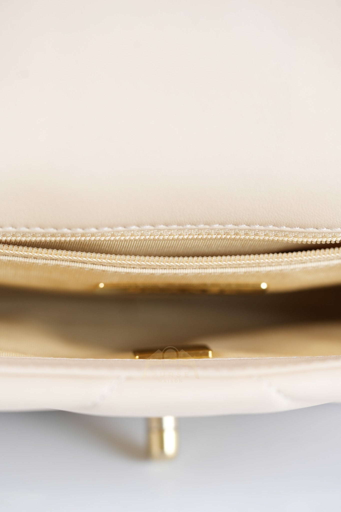 19 Medium in Beige Lambskin Leather & Mixed Hardware Microchip | Purse Maison Luxury Bags Shop