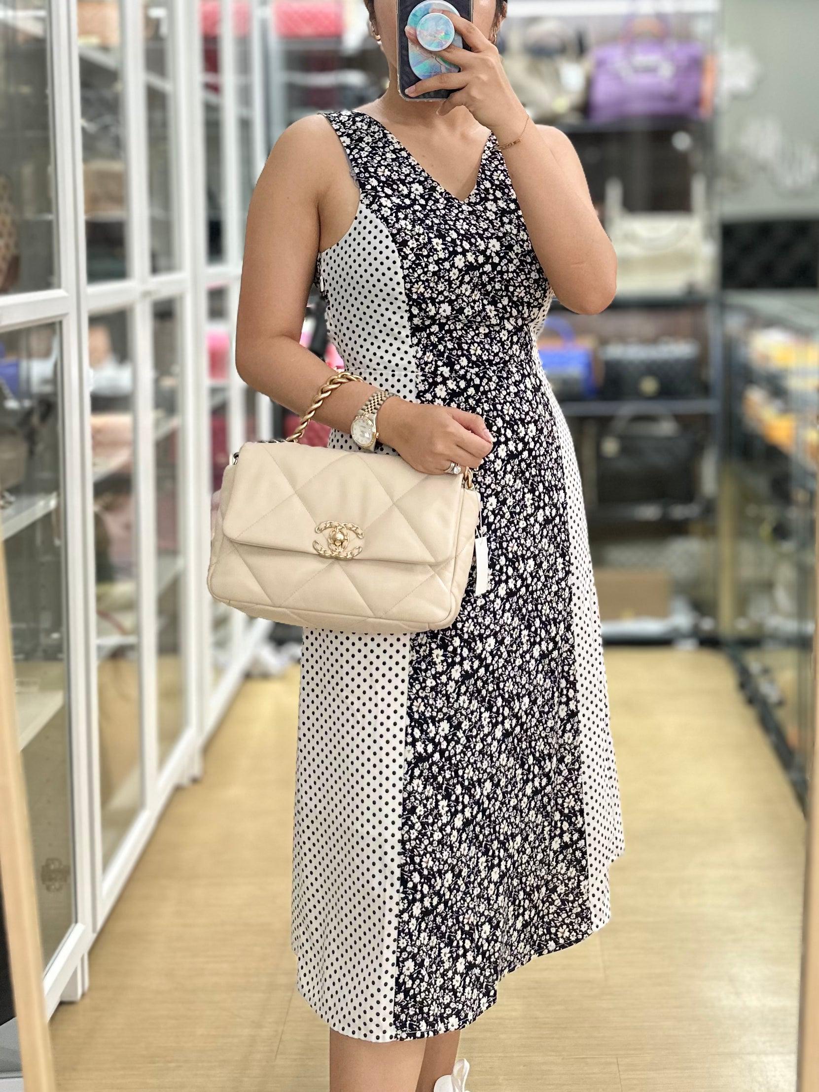 Chanel 19 Flap Light Beige Small in Goatskin Series 30