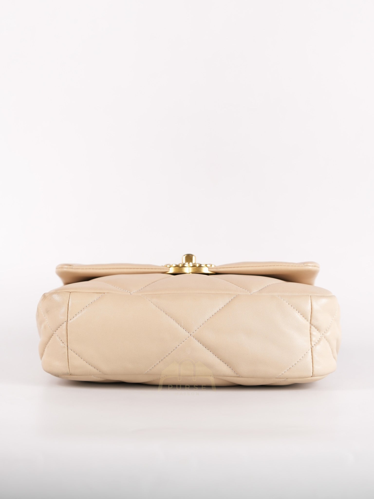 19 Medium in Beige Lambskin Leather & Mixed Hardware Microchip | Purse Maison Luxury Bags Shop