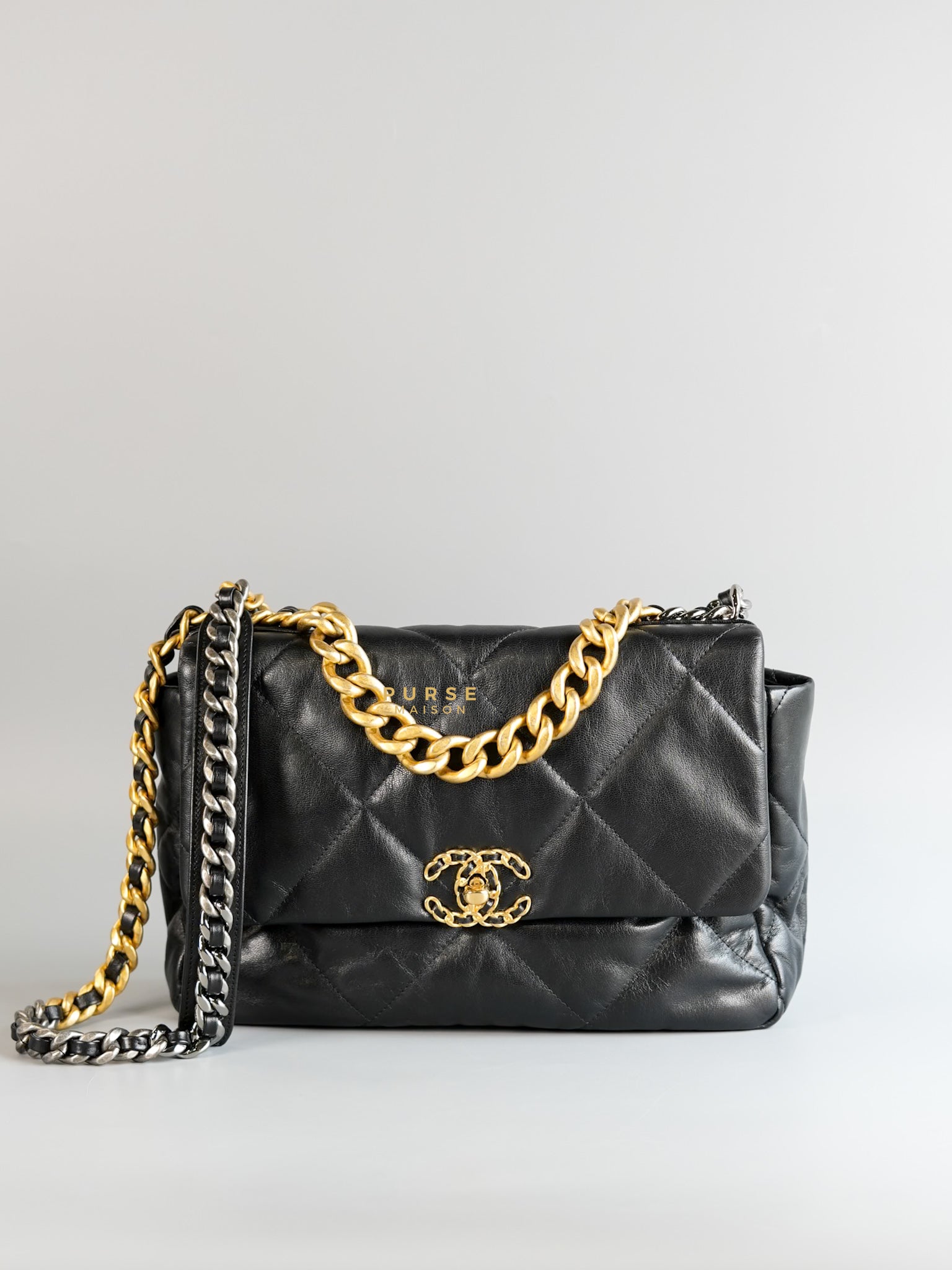 C19 Medium in Black Lambskin Leather & Mixed Hardware Series 30 | Purse Maison Luxury Bags Shop