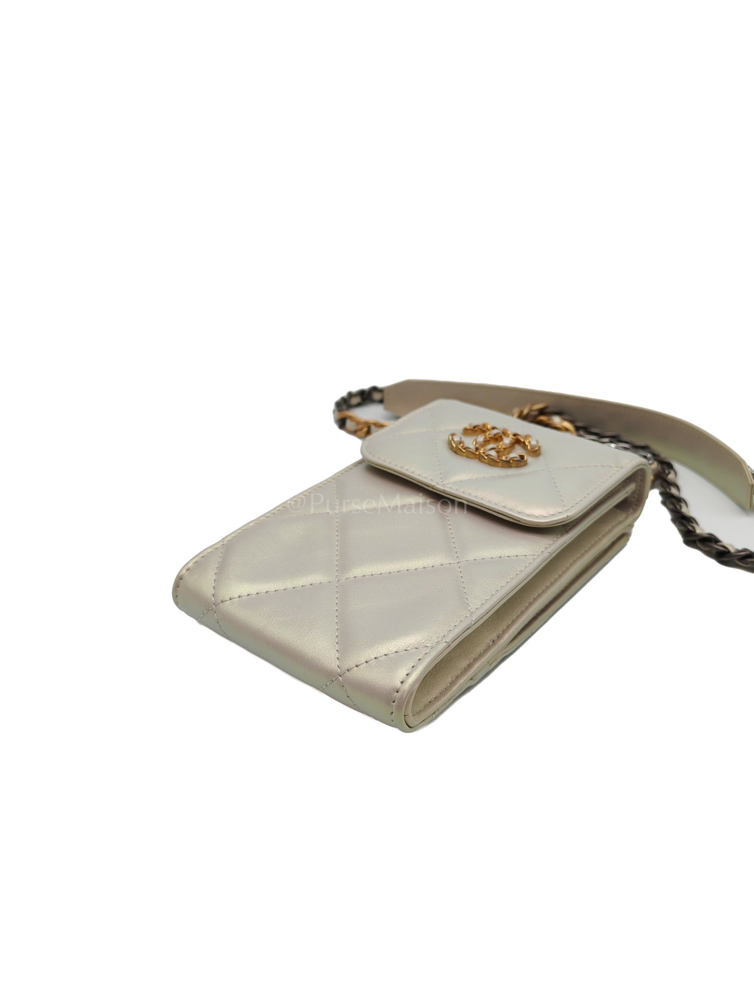19 Phone Holder Quilted Iridescent Lambskin Leather in Mix Hardware (Series 31) | Purse Maison Luxury Bags Shop