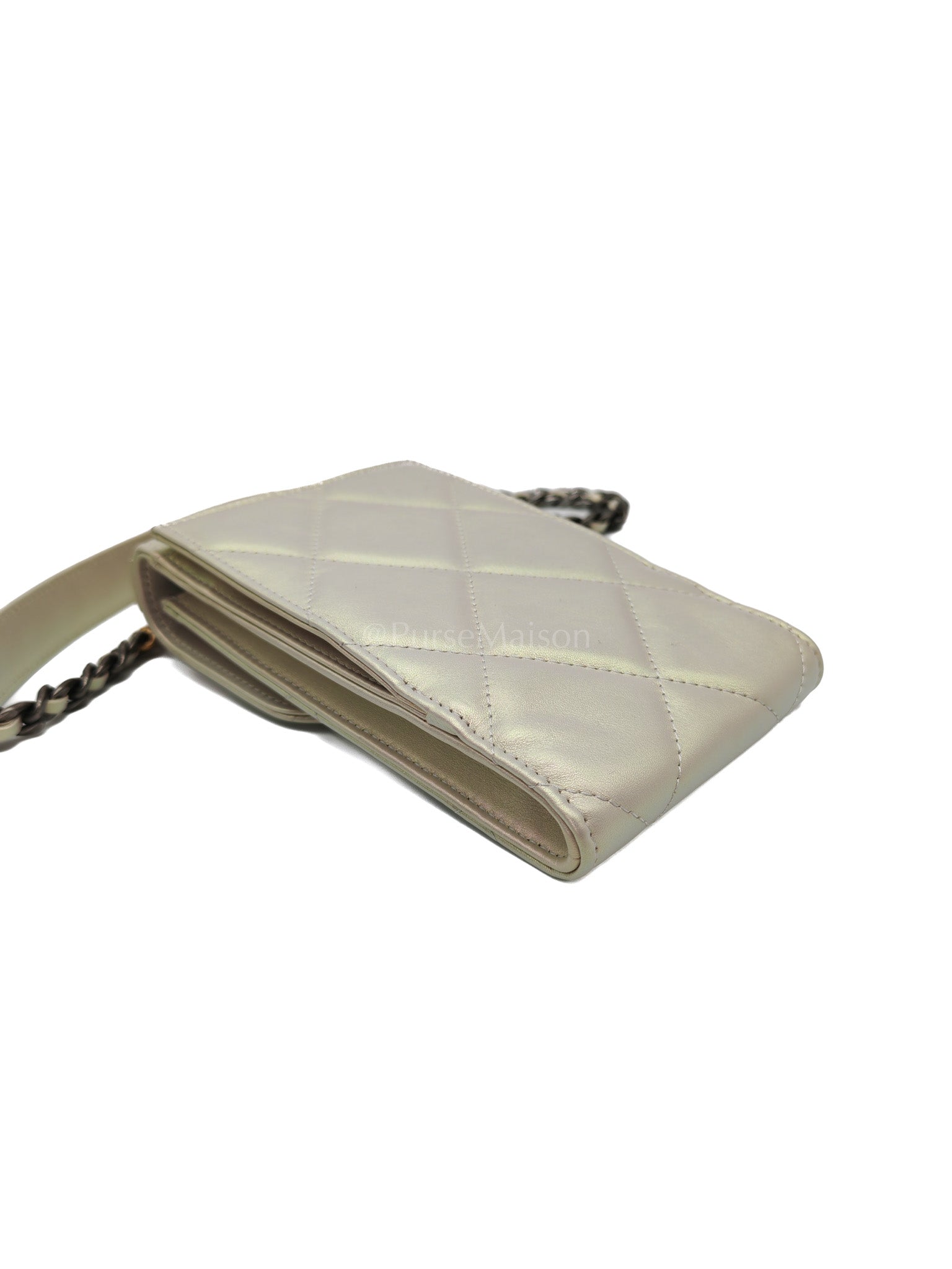 19 Phone Holder Quilted Iridescent Lambskin Leather in Mix Hardware (Series 31) | Purse Maison Luxury Bags Shop