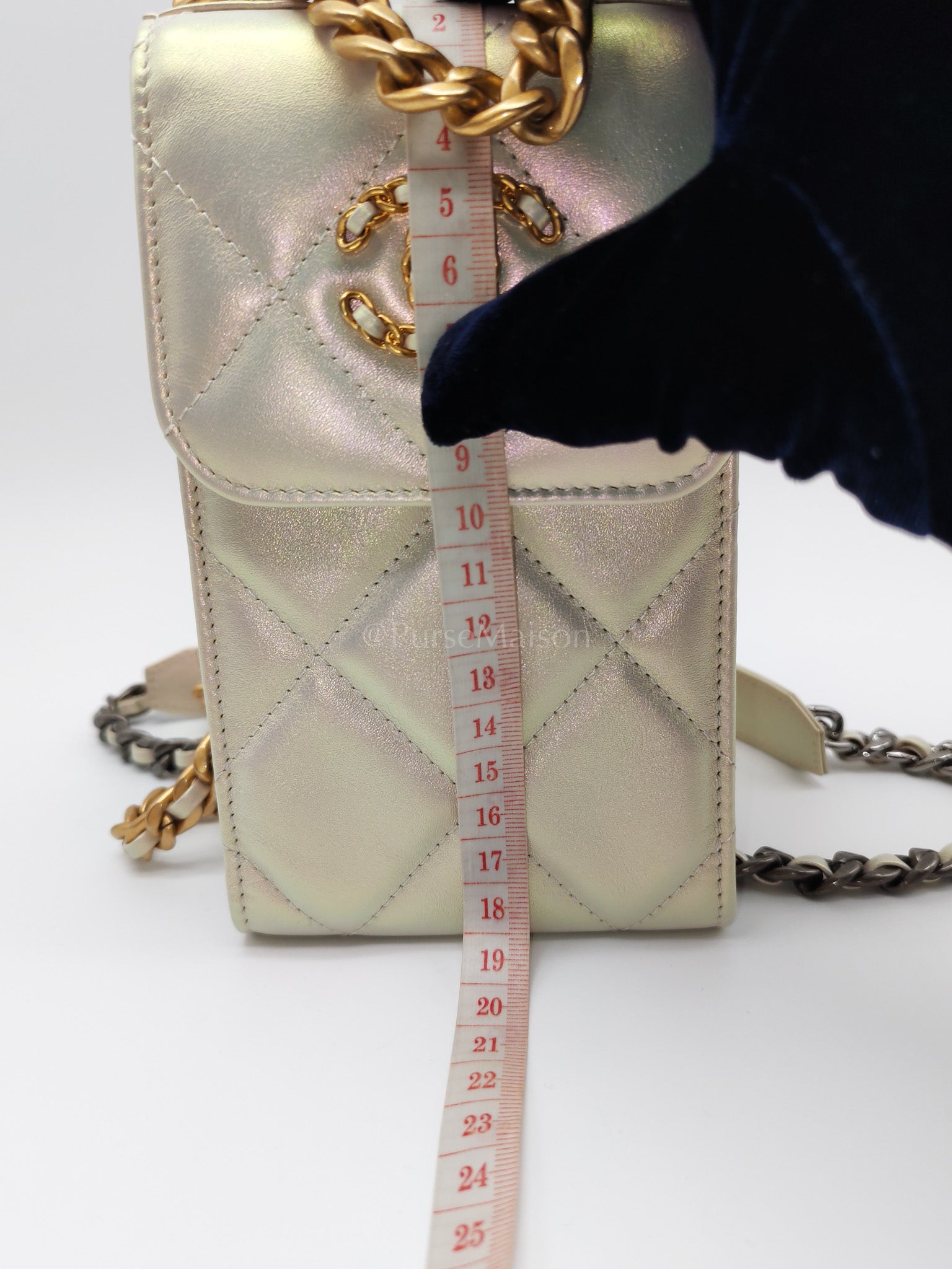 19 Phone Holder Quilted Iridescent Lambskin Leather in Mix Hardware (Series 31) | Purse Maison Luxury Bags Shop