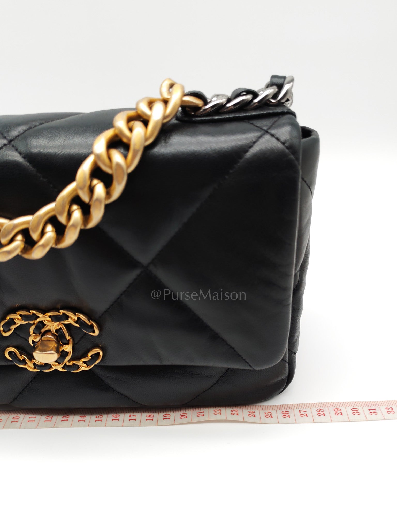 19 Small Black Lambskin Leather in Mix Hardware (Series 30) | Purse Maison Luxury Bags Shop