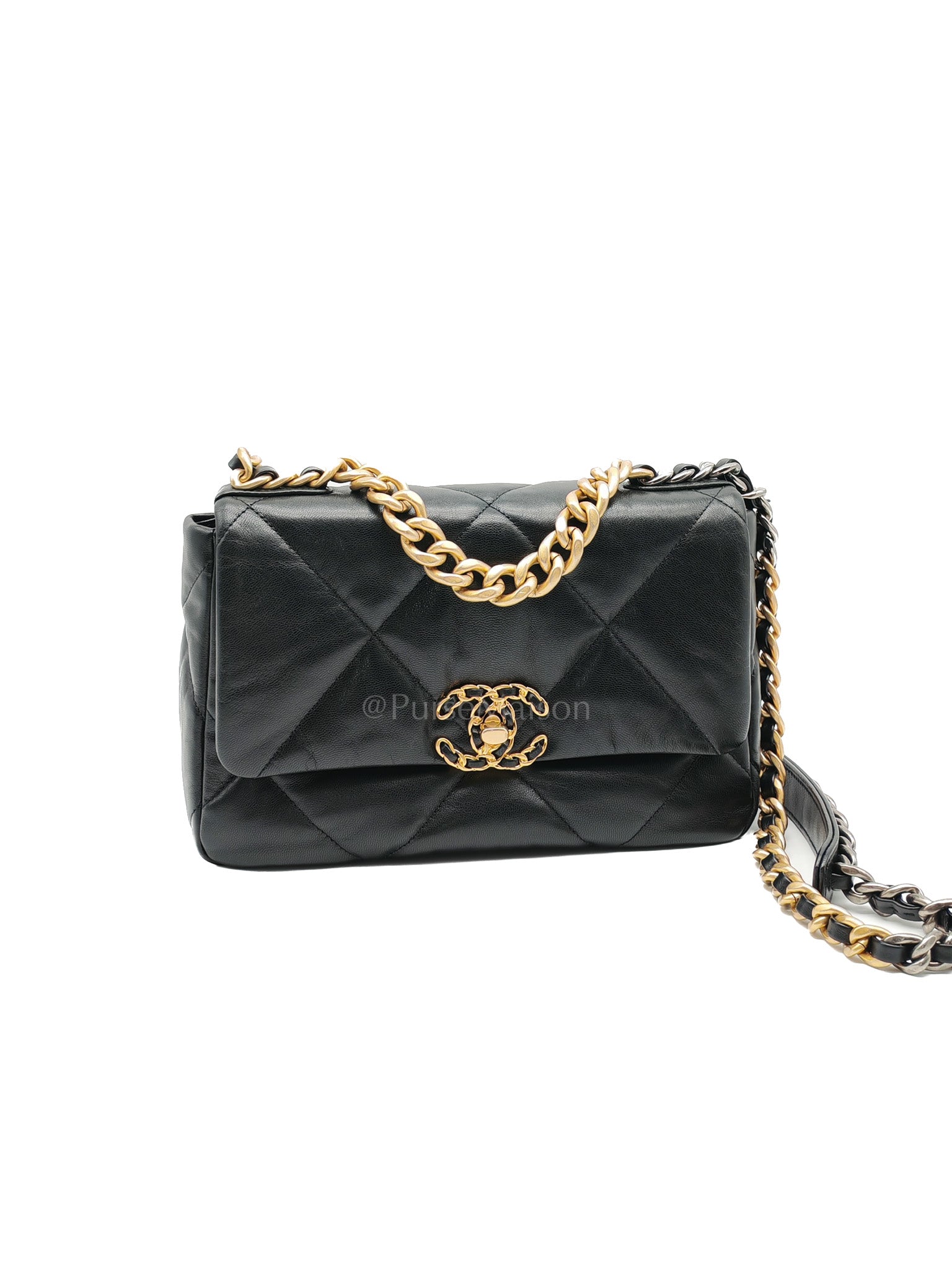 19 Small Black Lambskin Leather in Mix Hardware (Series 30) | Purse Maison Luxury Bags Shop