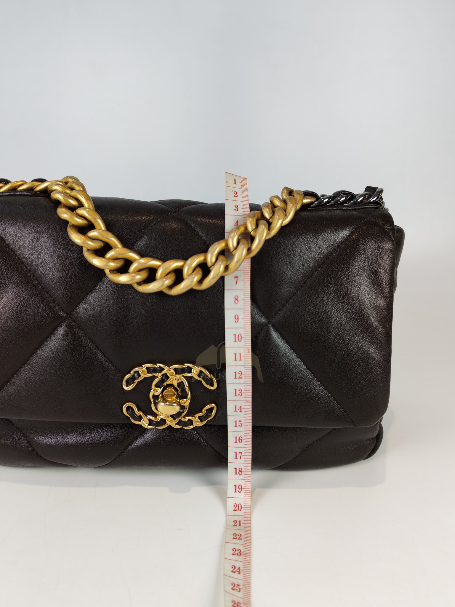 19 Small Flap Bag in Burgundy Brown Lambskin Leather & Mixed Hardware Microchip | Purse Maison Luxury Bags Shop