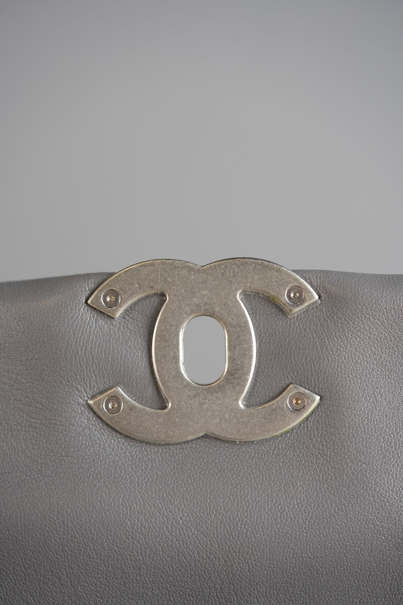 19 Small Gray Lambskin Leather and Silver Hardware (Microchip) | Purse Maison Luxury Bags Shop