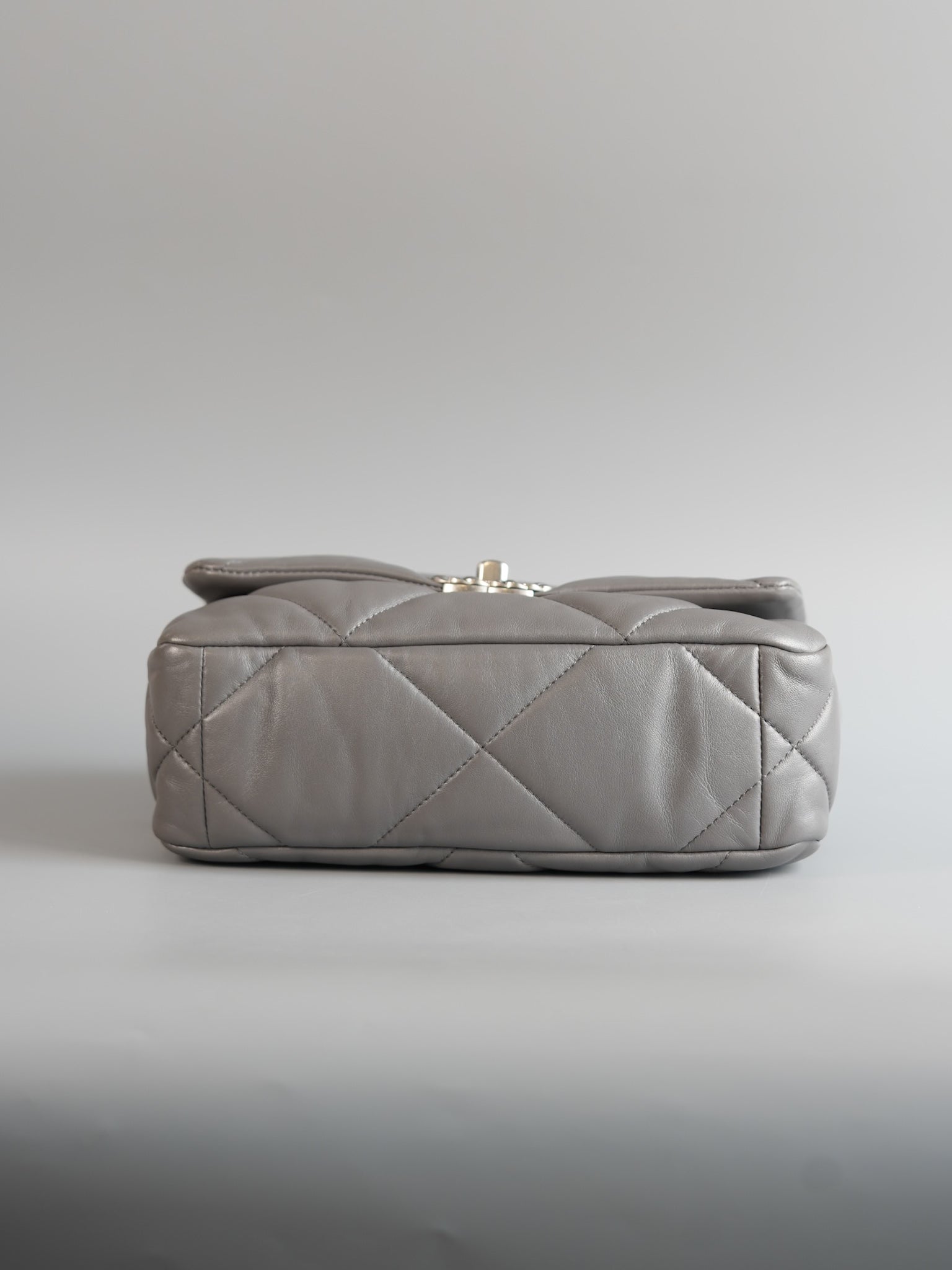 19 Small Gray Lambskin Leather and Silver Hardware (Microchip) | Purse Maison Luxury Bags Shop