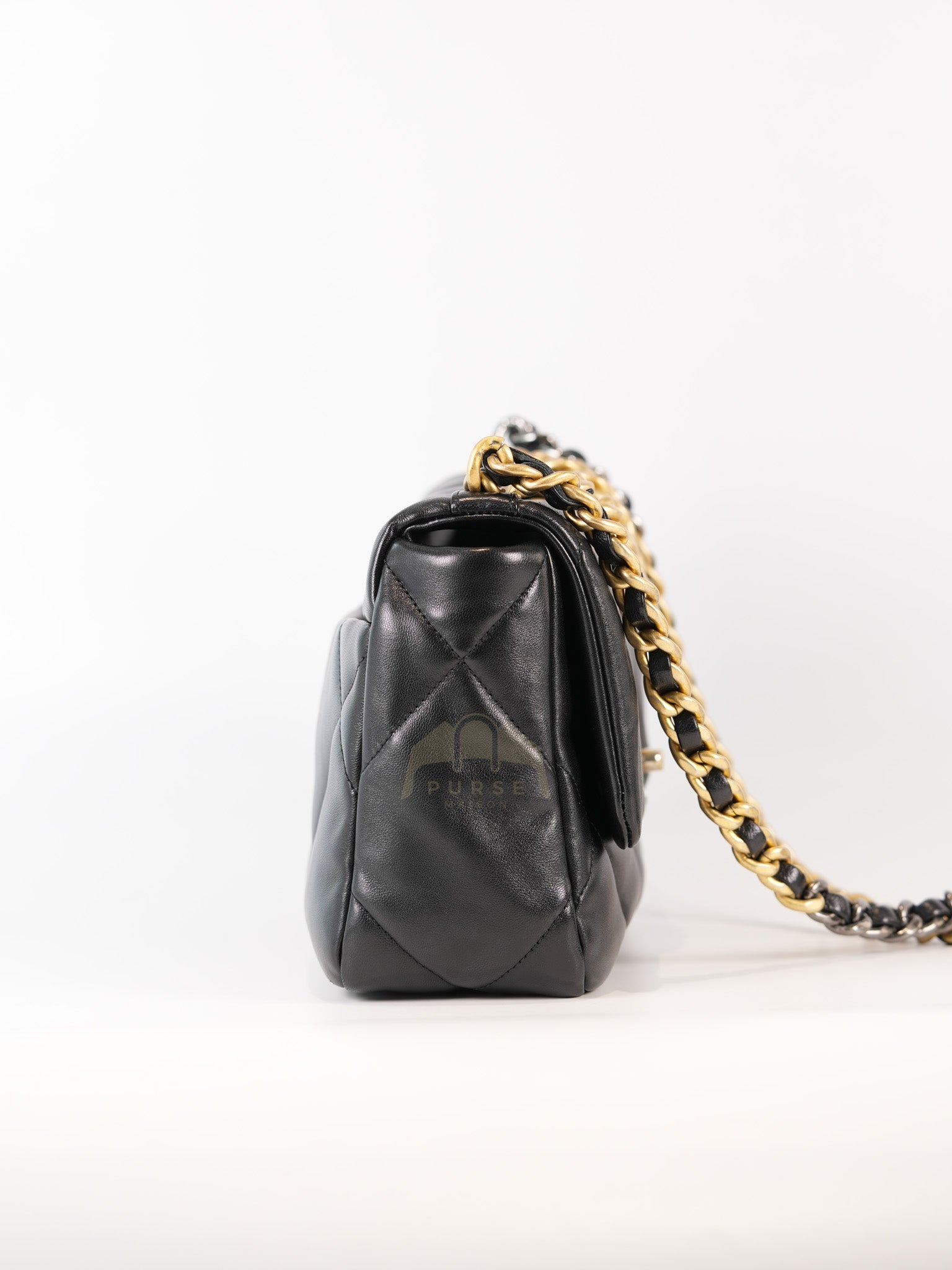 19 Small in Black Lambskin Leather & Mix Hardware Microchip | Purse Maison Luxury Bags Shop