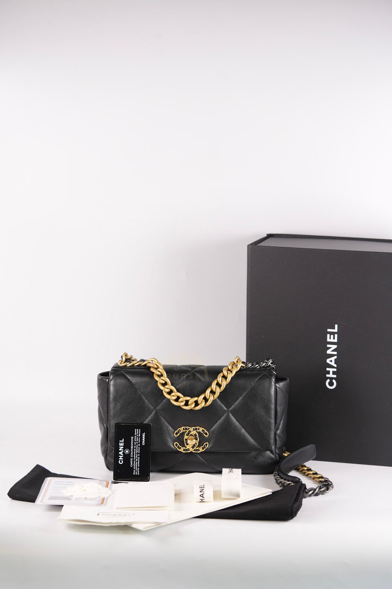 19 Small in Black Quilted Goatskin Leather and Mixed Hardware Series 31 | Purse Maison Luxury Bags Shop