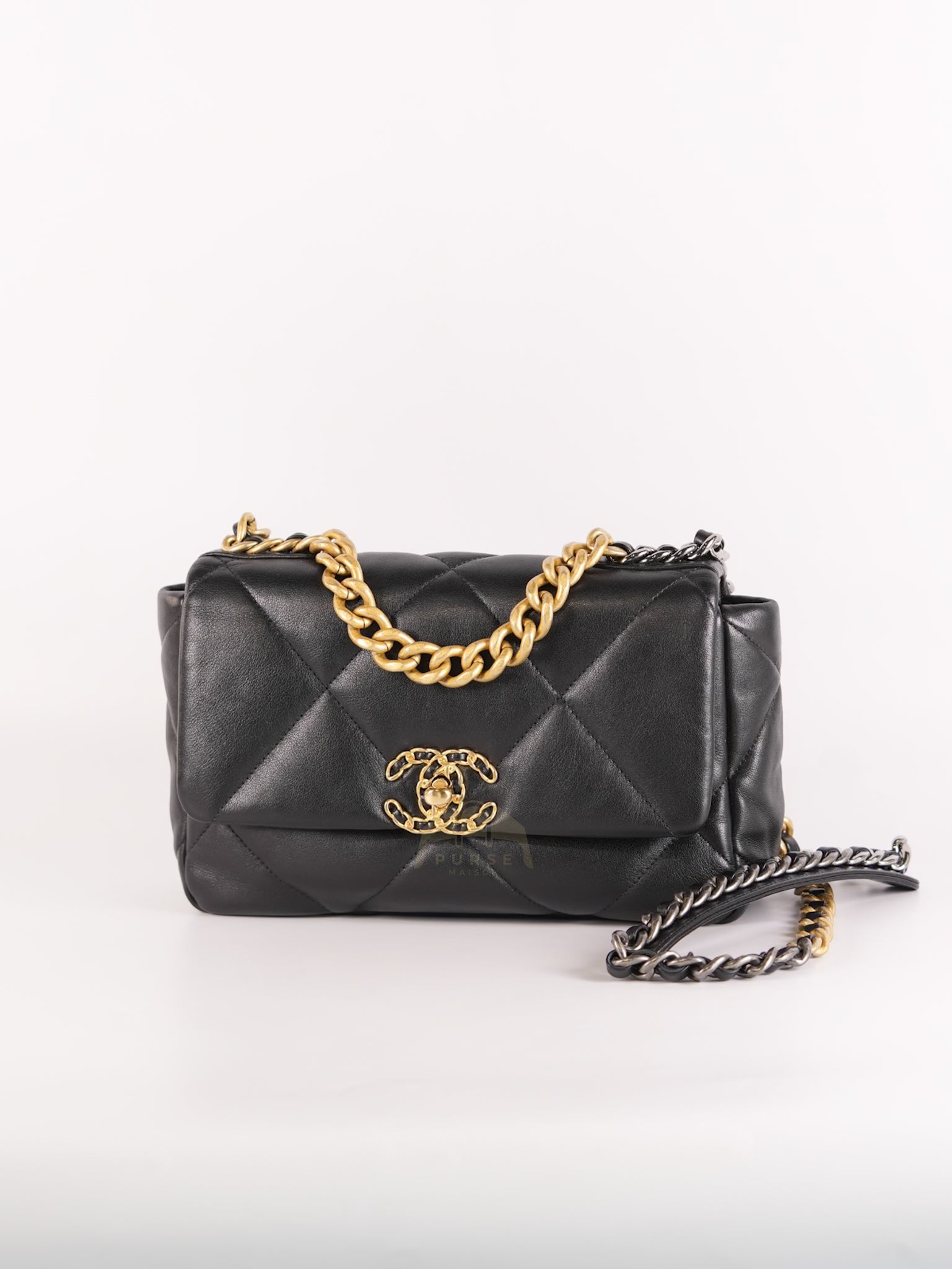 19 Small in Black Quilted Goatskin Leather and Mixed Hardware Series 31 | Purse Maison Luxury Bags Shop