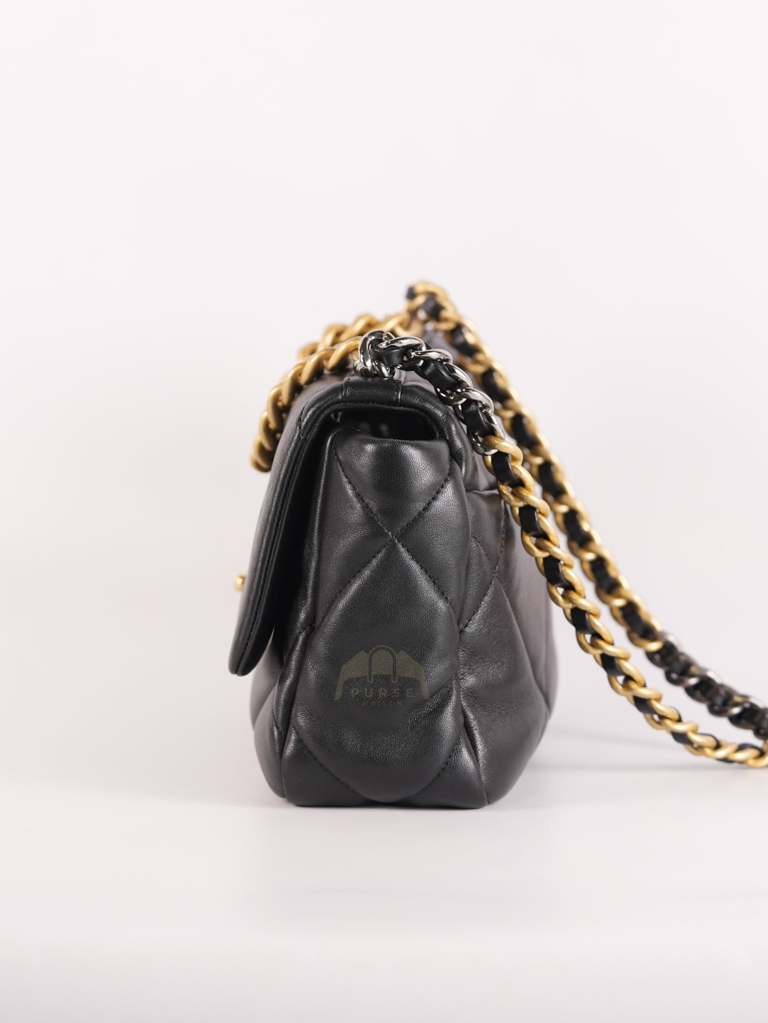 19 Small in Black Quilted Goatskin Leather and Mixed Hardware Series 31 | Purse Maison Luxury Bags Shop