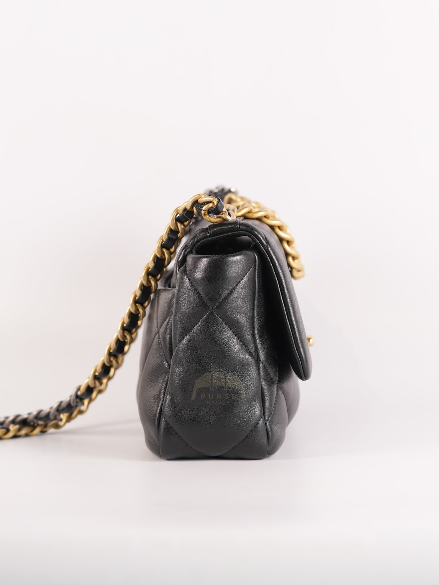 19 Small in Black Quilted Goatskin Leather and Mixed Hardware Series 31 | Purse Maison Luxury Bags Shop