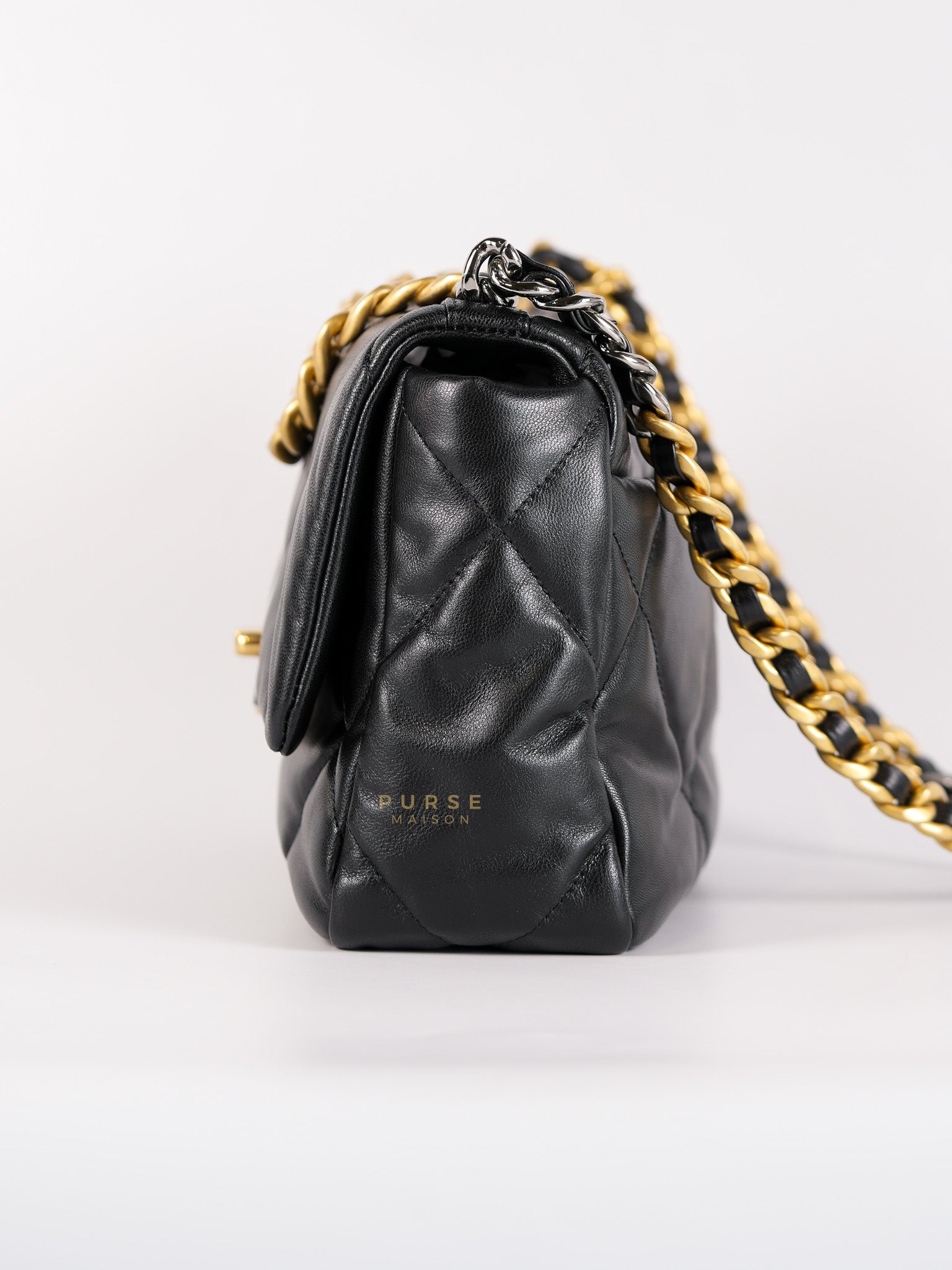 19 Small in Black Quilted Lambskin Leather in Mix Hardware Series 30 | Purse Maison Luxury Bags Shop