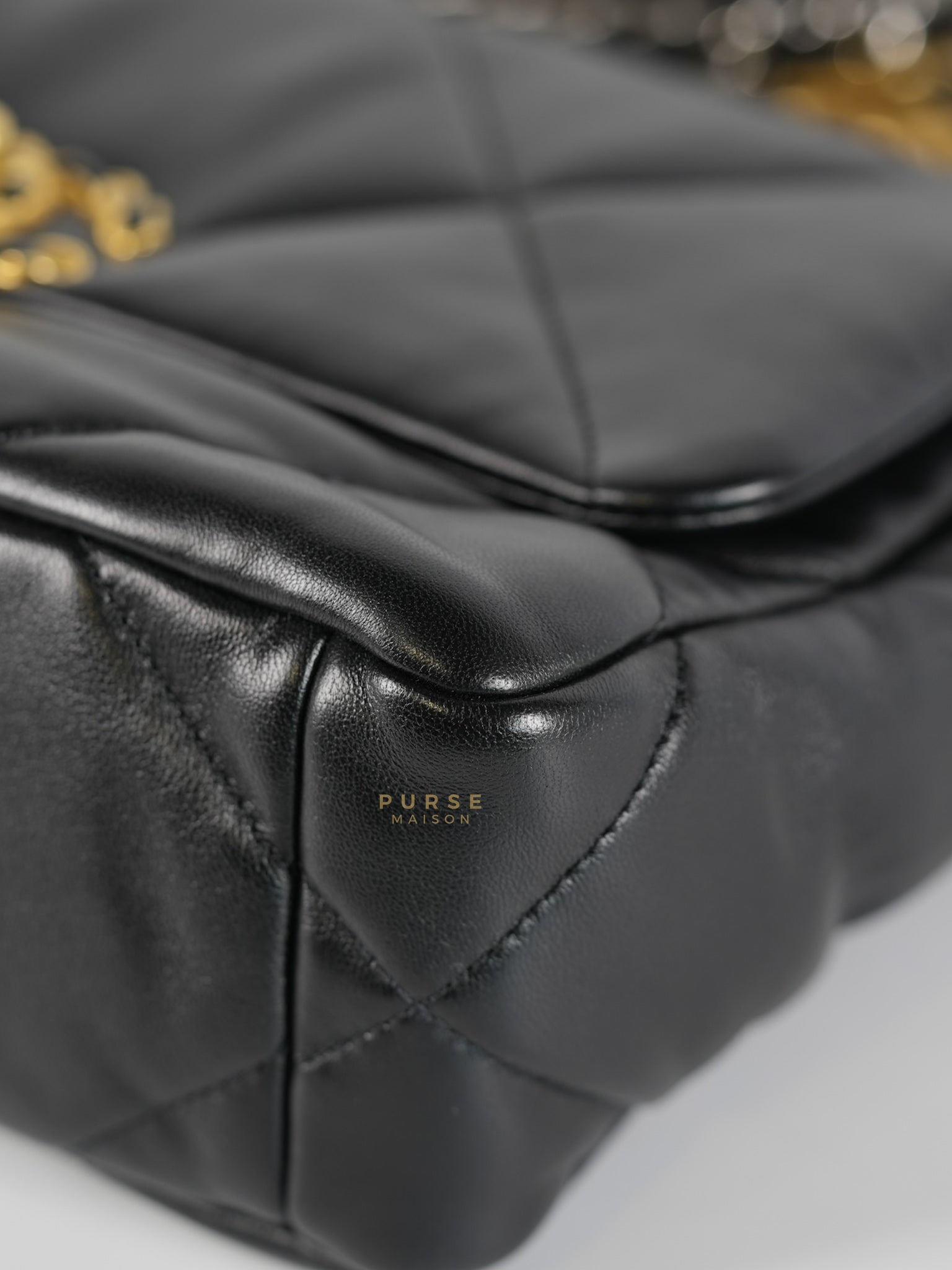 19 Small in Black Quilted Lambskin Leather in Mixed Hardware Microchip | Purse Maison Luxury Bags Shop