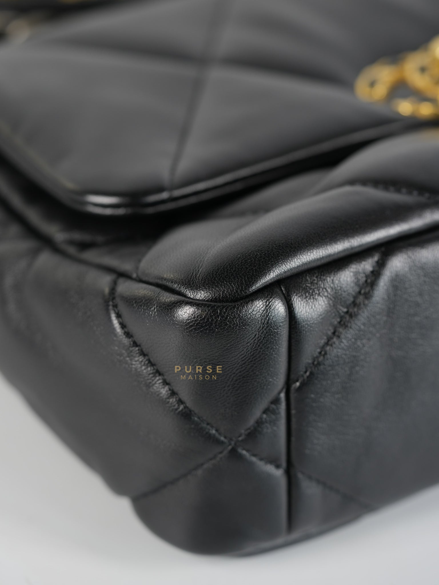 19 Small in Black Quilted Lambskin Leather in Mixed Hardware Microchip | Purse Maison Luxury Bags Shop