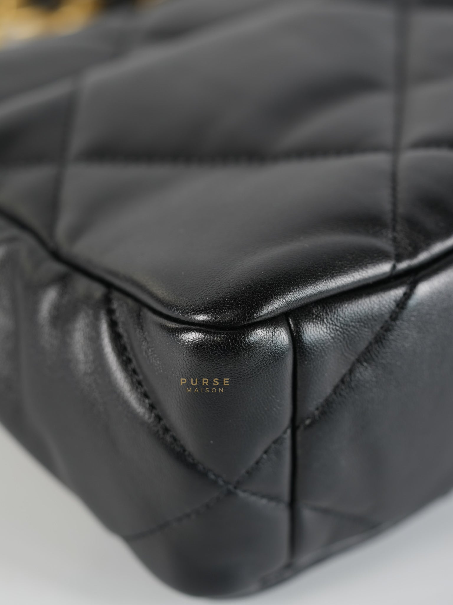 19 Small in Black Quilted Lambskin Leather in Mixed Hardware Microchip | Purse Maison Luxury Bags Shop
