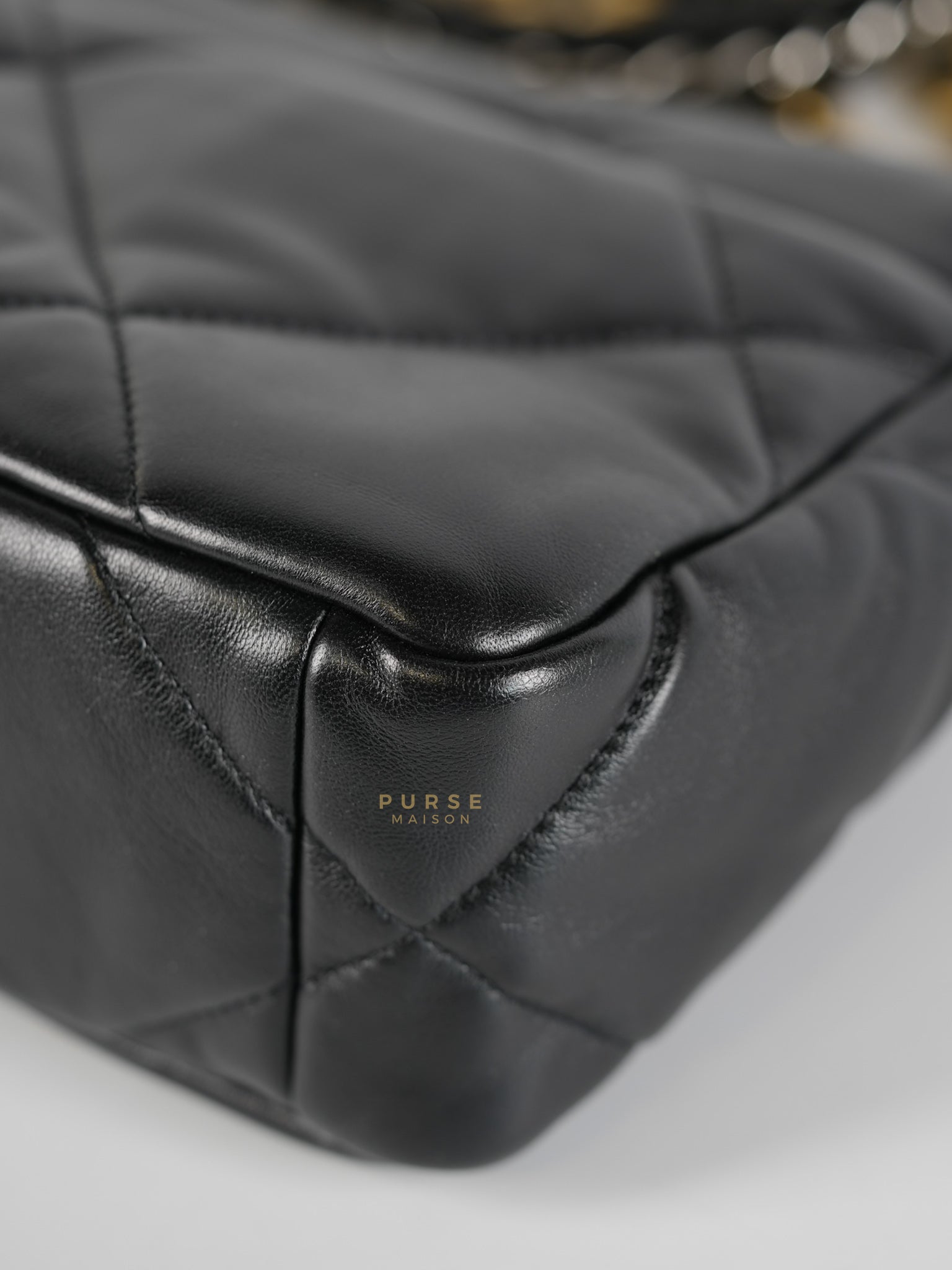 19 Small in Black Quilted Lambskin Leather in Mixed Hardware Microchip | Purse Maison Luxury Bags Shop