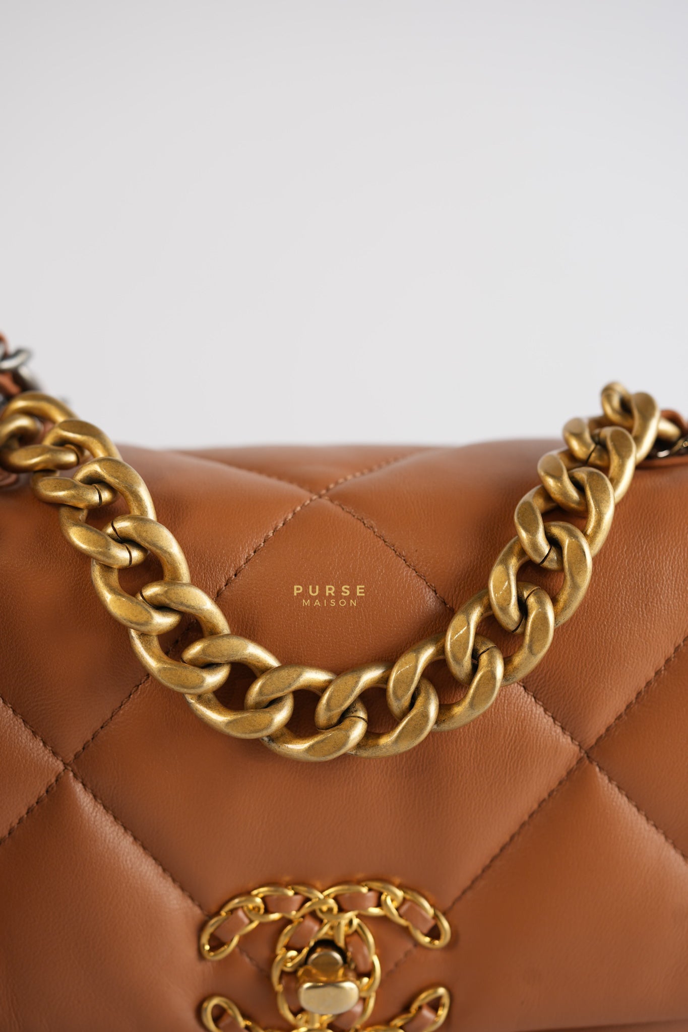 C19 Small in Caramel Lambskin Leather & Mixed Hardware (Microchip) | Purse Maison Luxury Bags Shop