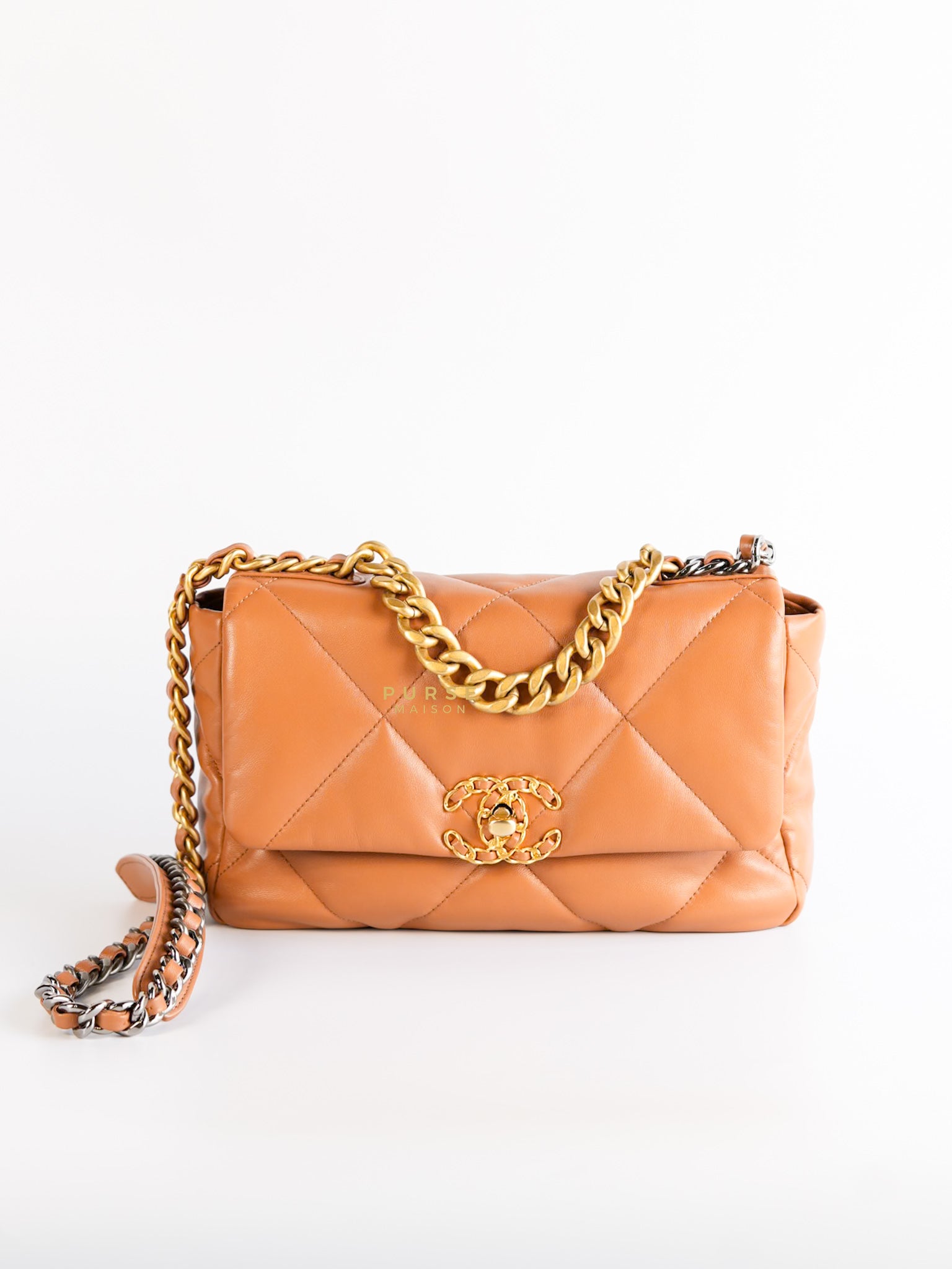 C19 Small in Caramel Lambskin Leather & Mixed Hardware (Microchip) | Purse Maison Luxury Bags Shop