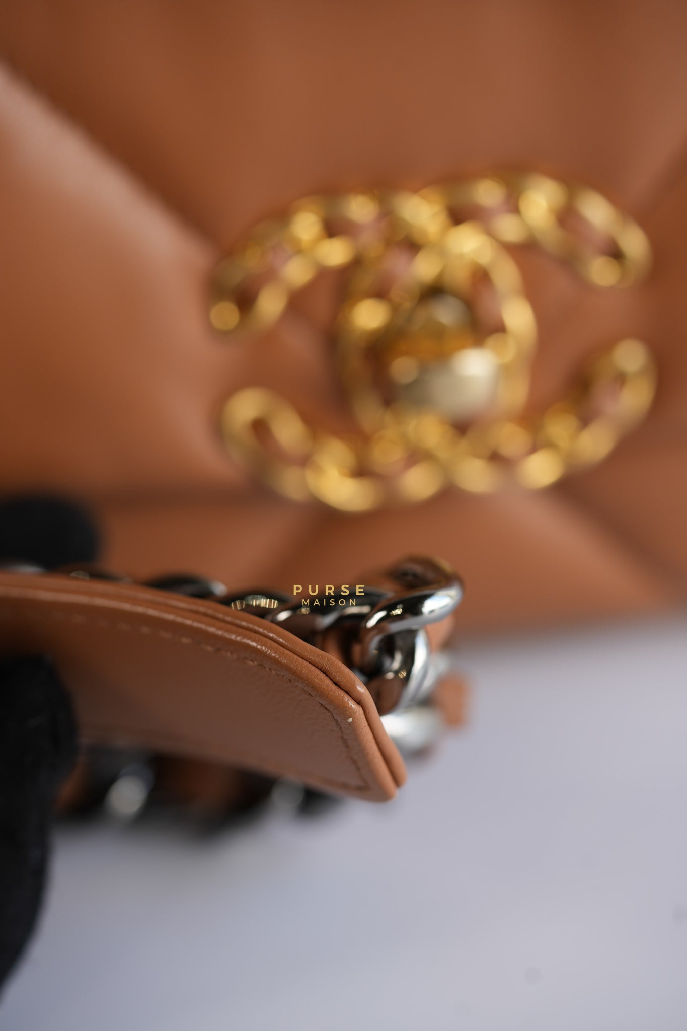 C19 Small in Caramel Lambskin Leather & Mixed Hardware (Microchip) | Purse Maison Luxury Bags Shop