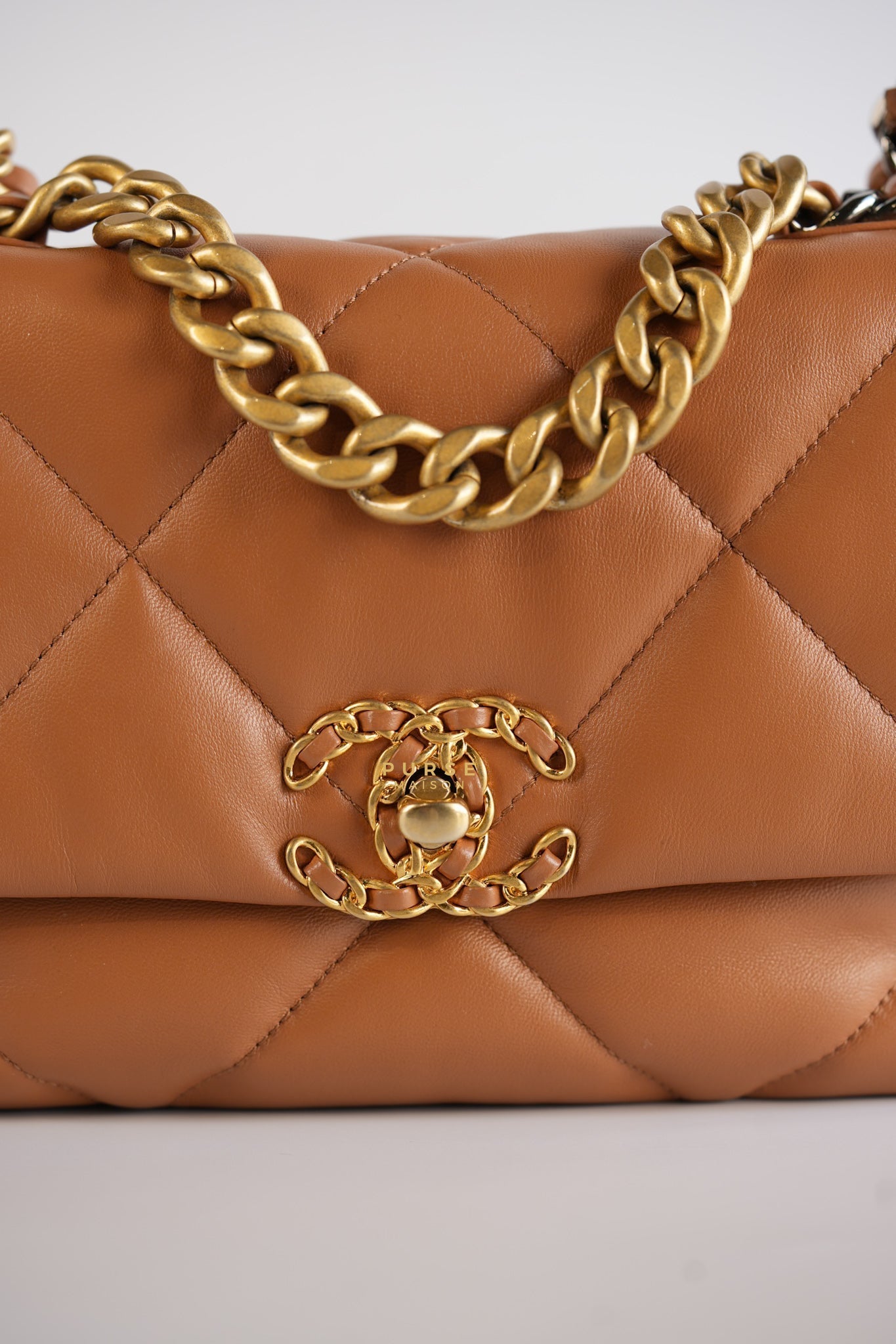 C19 Small in Caramel Lambskin Leather & Mixed Hardware (Microchip) | Purse Maison Luxury Bags Shop