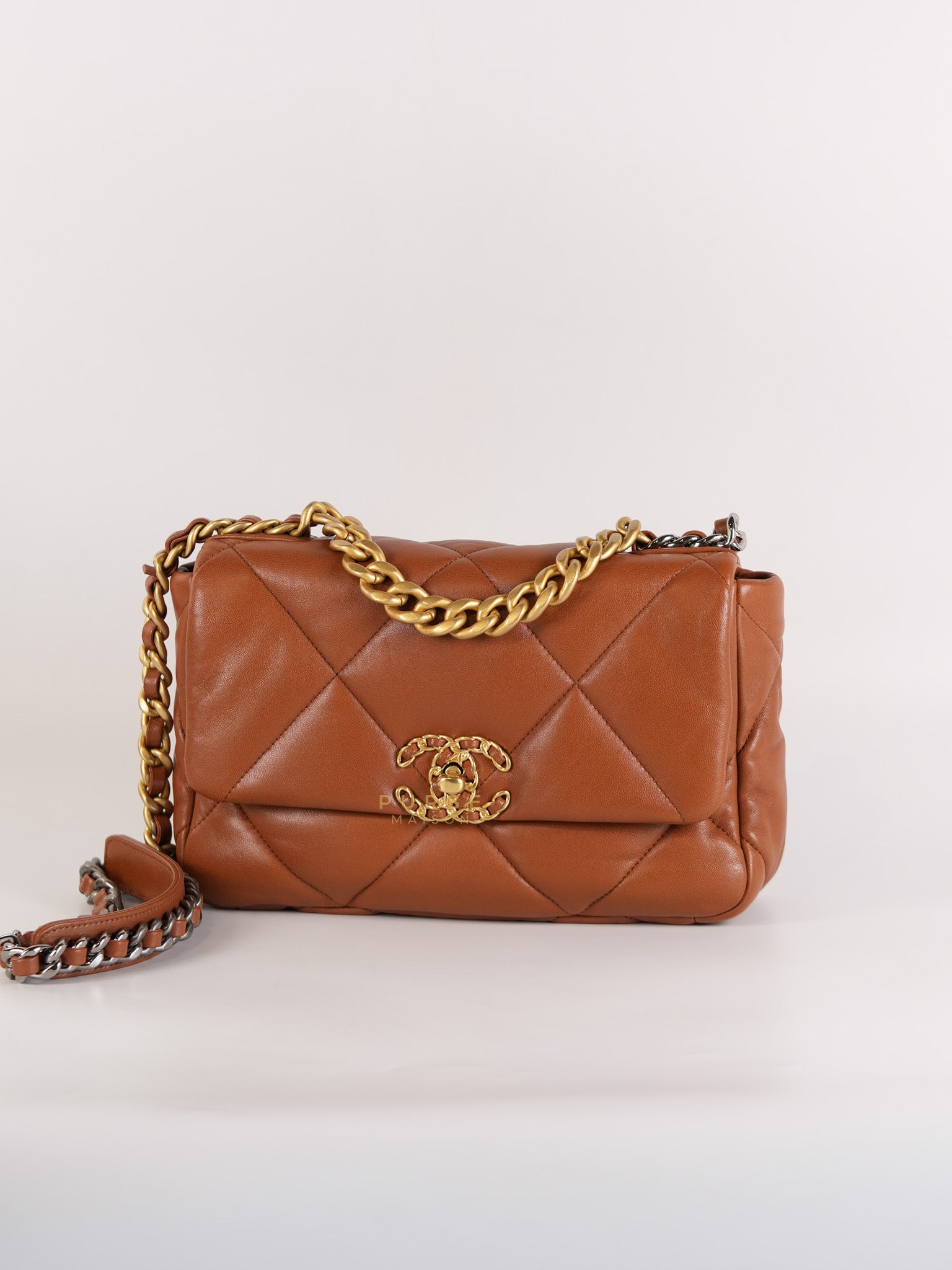 19 Small in Caramel Quilted Lambskin Leather & Mix Hardware (Microchip) | Purse Maison Luxury Bags Shop