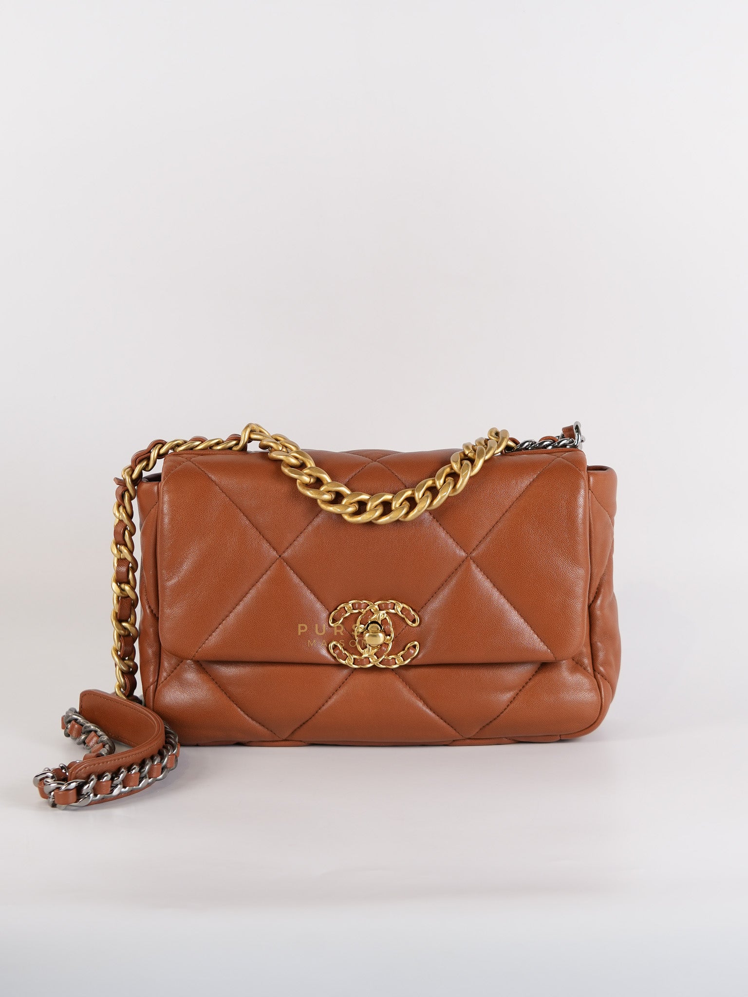 19 Small in Caramel Quilted Lambskin Leather & Mix Hardware (Microchip) | Purse Maison Luxury Bags Shop