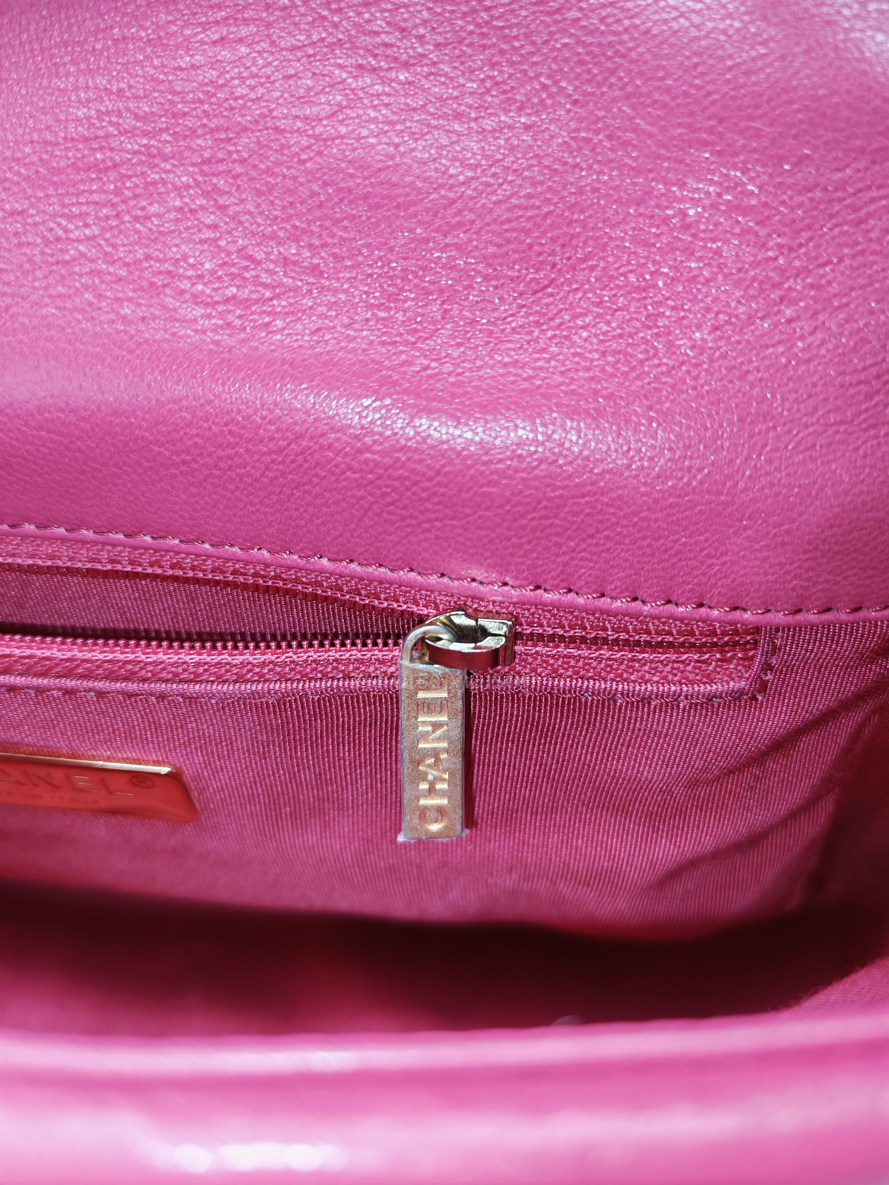 19 Small in Dark Pink Quilted Goatskin Leather Mixed Hardware Series 30 | Purse Maison Luxury Bags Shop