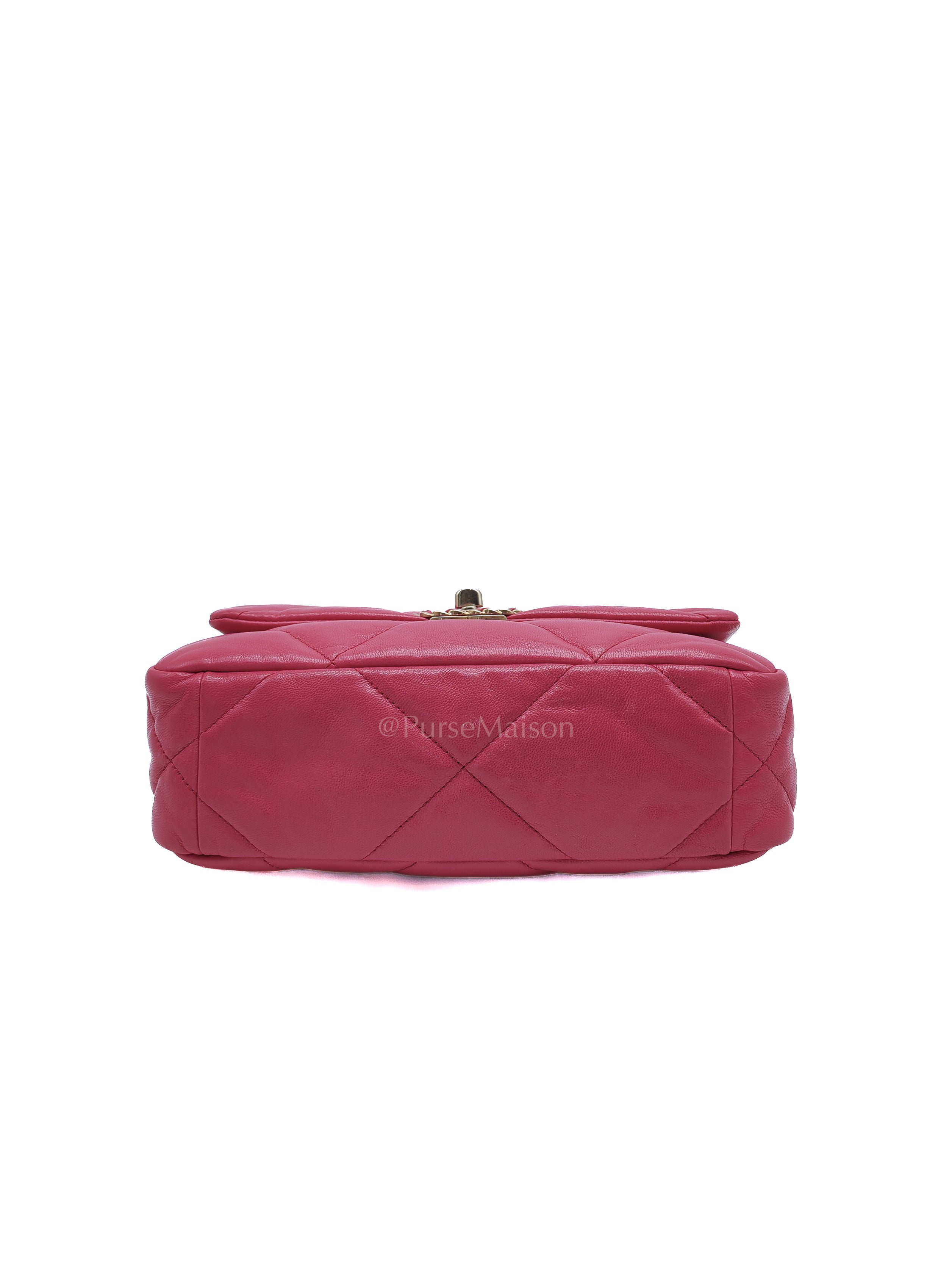 19 Small in Dark Pink Quilted Goatskin Leather Mixed Hardware Series 30 | Purse Maison Luxury Bags Shop