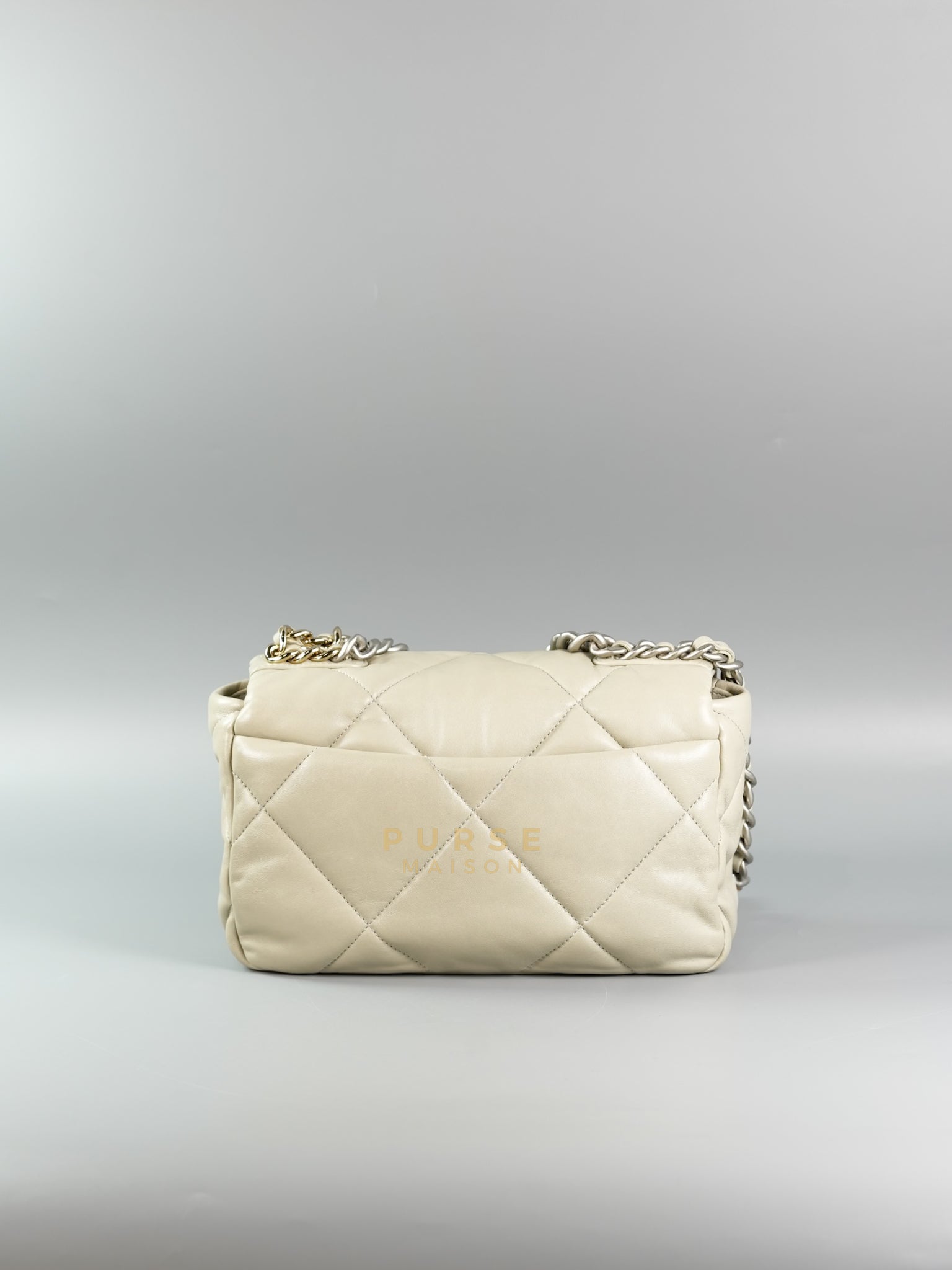 19 Small in Light Gray Lambskin Leather & Mixed Hardware (Microchip) | Purse Maison Luxury Bags Shop