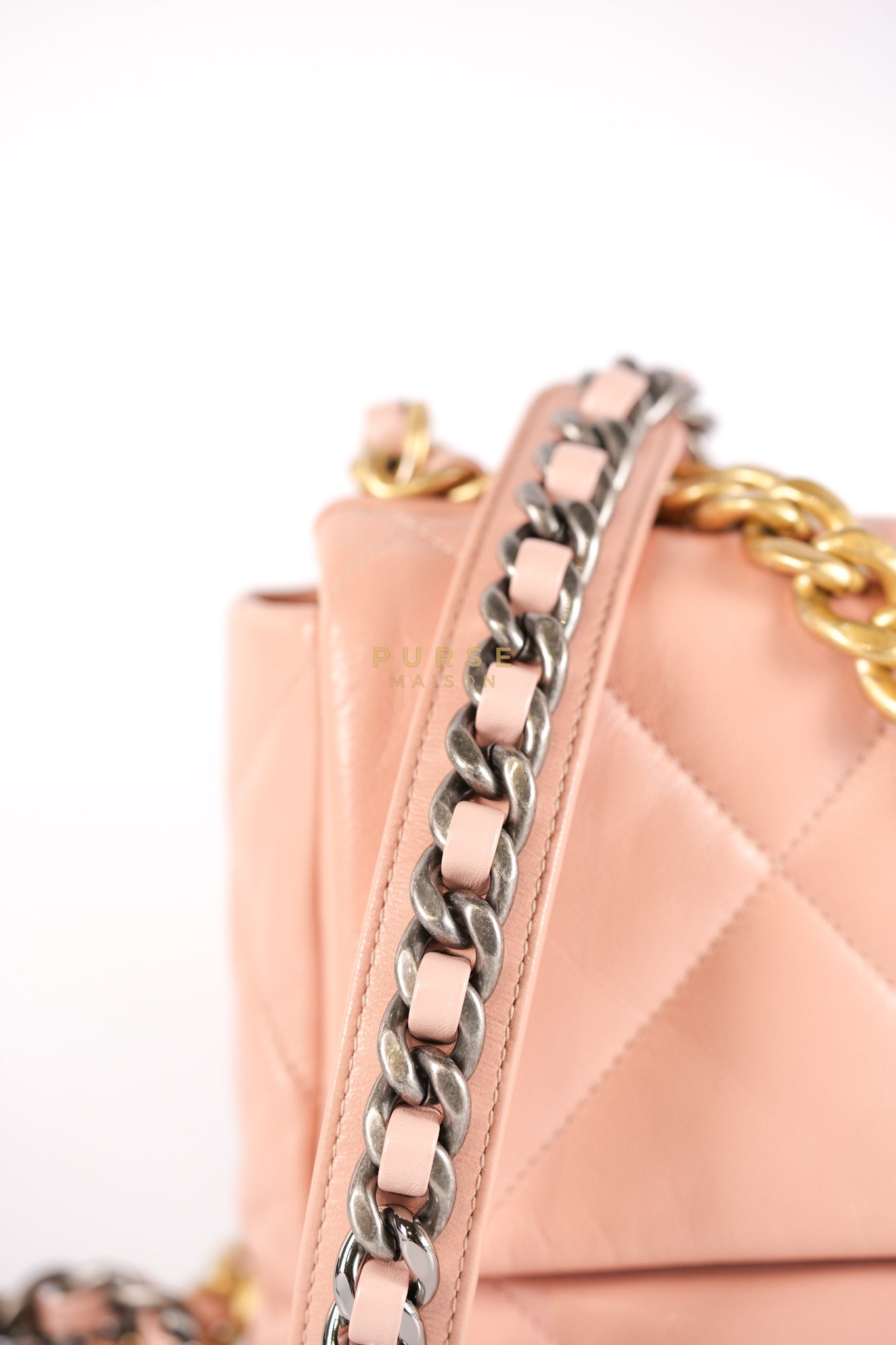 19 Small in Pink Quilted Lambskin Leather and Mixed Hardware Series 29 | Purse Maison Luxury Bags Shop