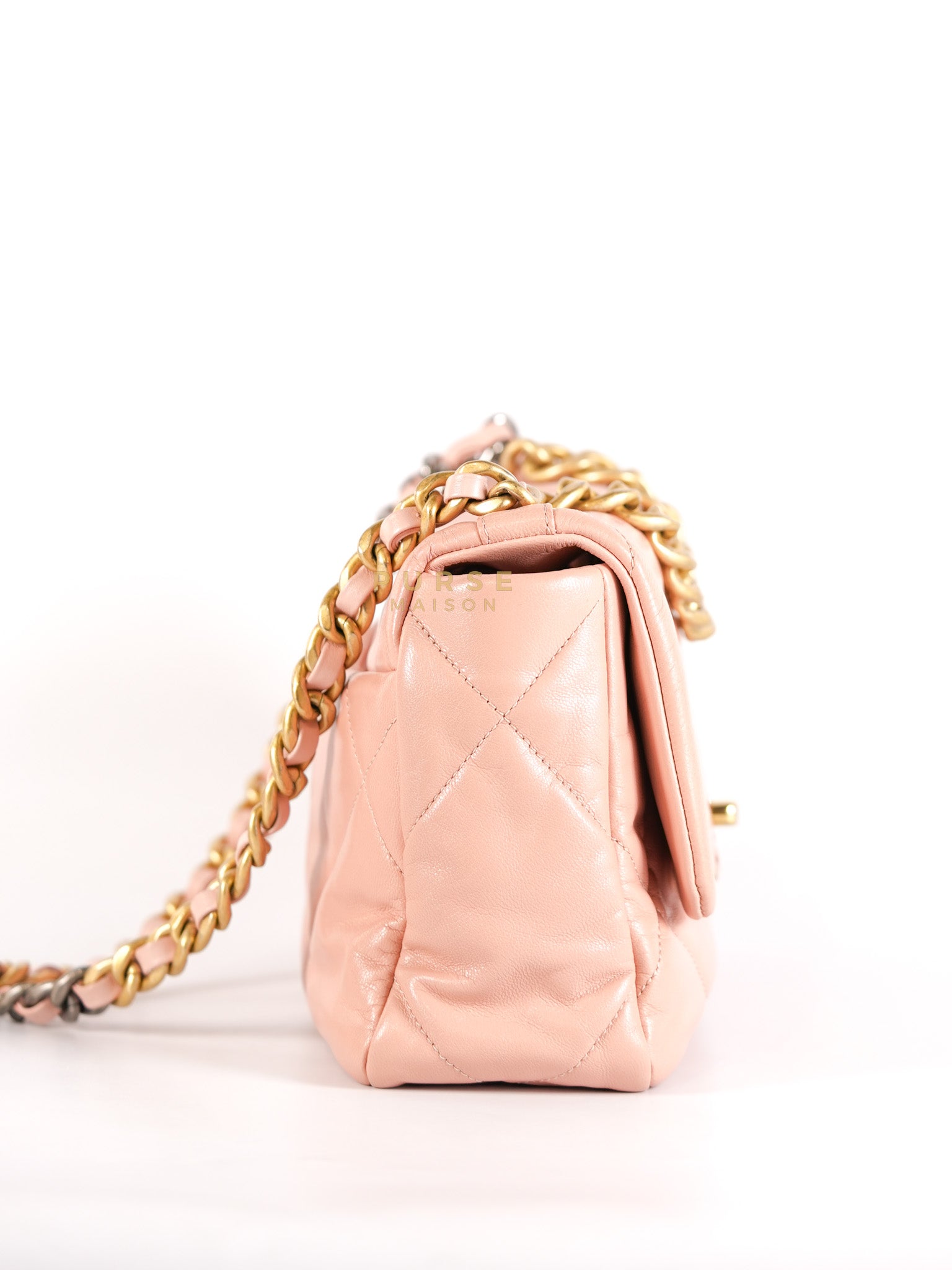 19 Small in Pink Quilted Lambskin Leather and Mixed Hardware Series 29 | Purse Maison Luxury Bags Shop