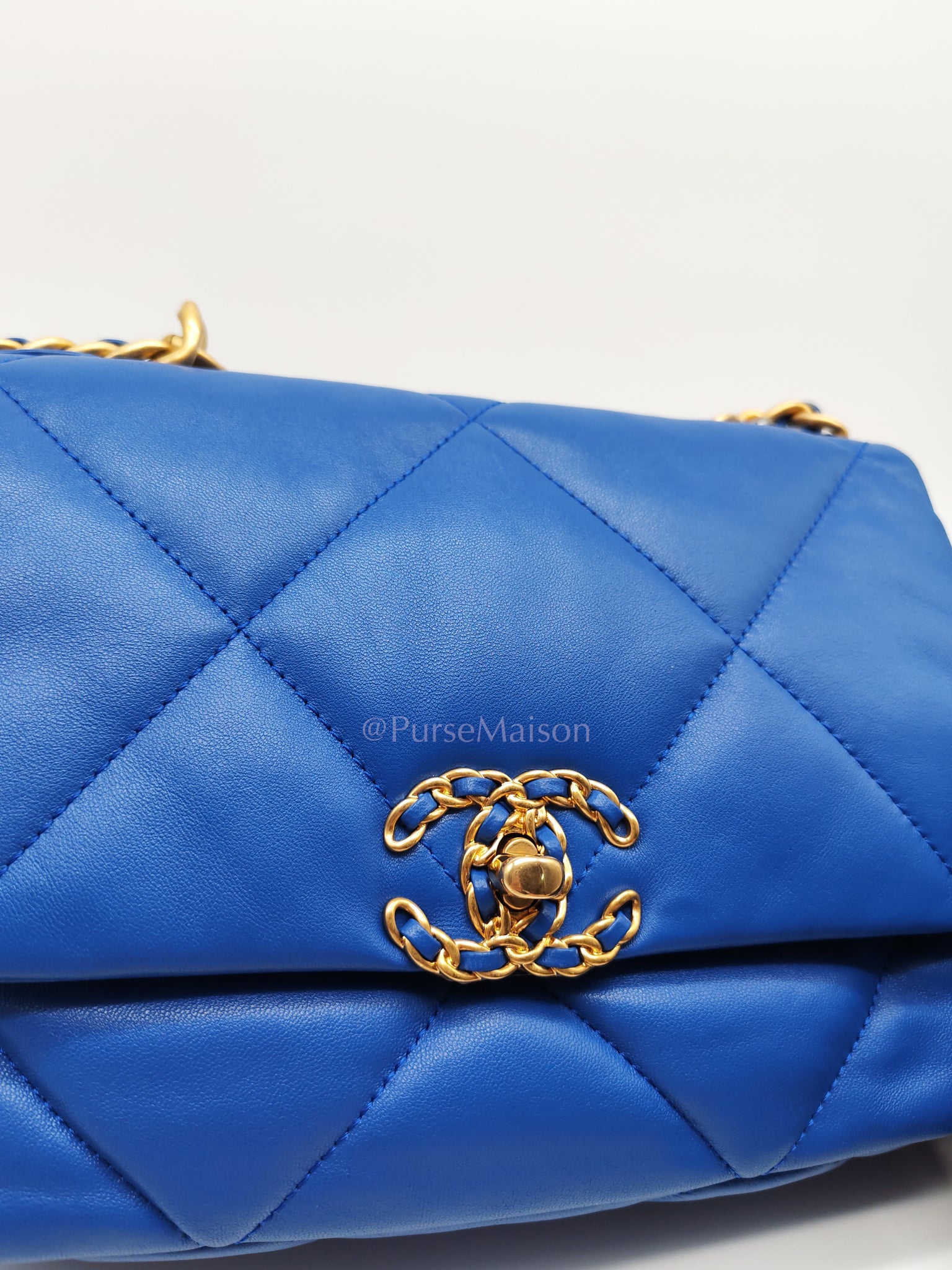 19 Small in Royal Blue Quilted Lambskin Leather and Mixed Hardware (Microchip) | Purse Maison Luxury Bags Shop