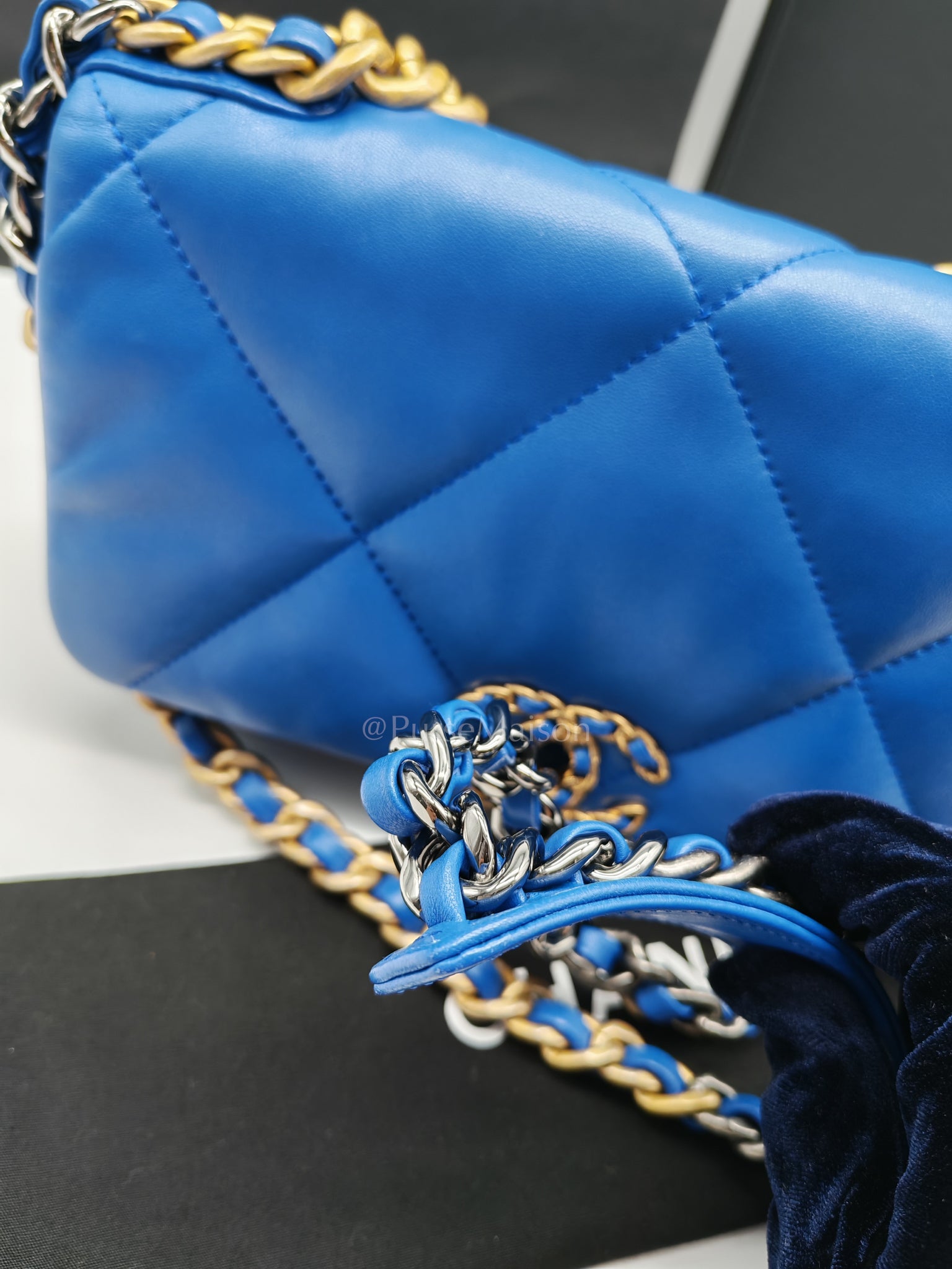 19 Small in Royal Blue Quilted Lambskin Leather and Mixed Hardware (Microchip) | Purse Maison Luxury Bags Shop