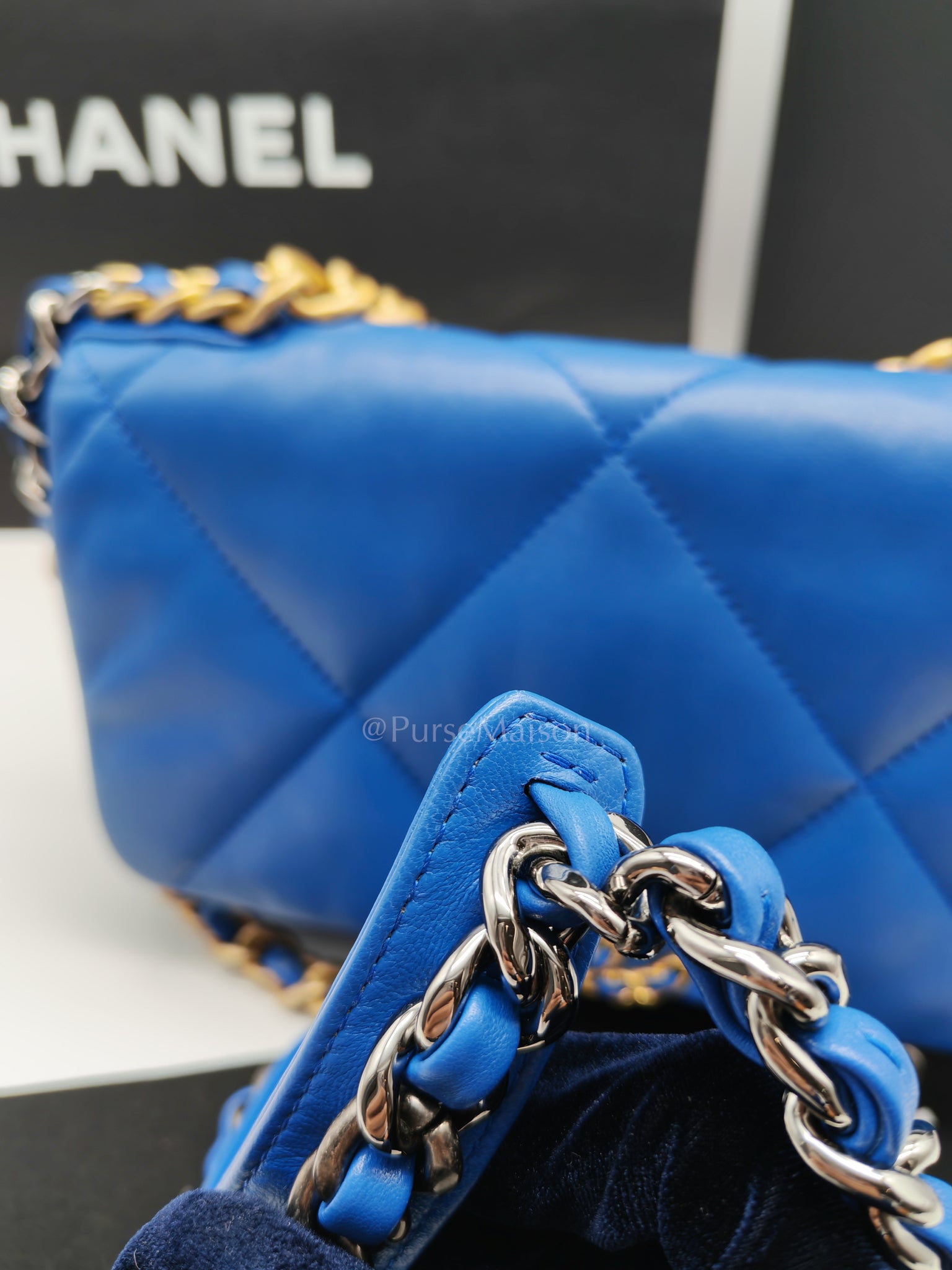 19 Small in Royal Blue Quilted Lambskin Leather and Mixed Hardware (Microchip) | Purse Maison Luxury Bags Shop