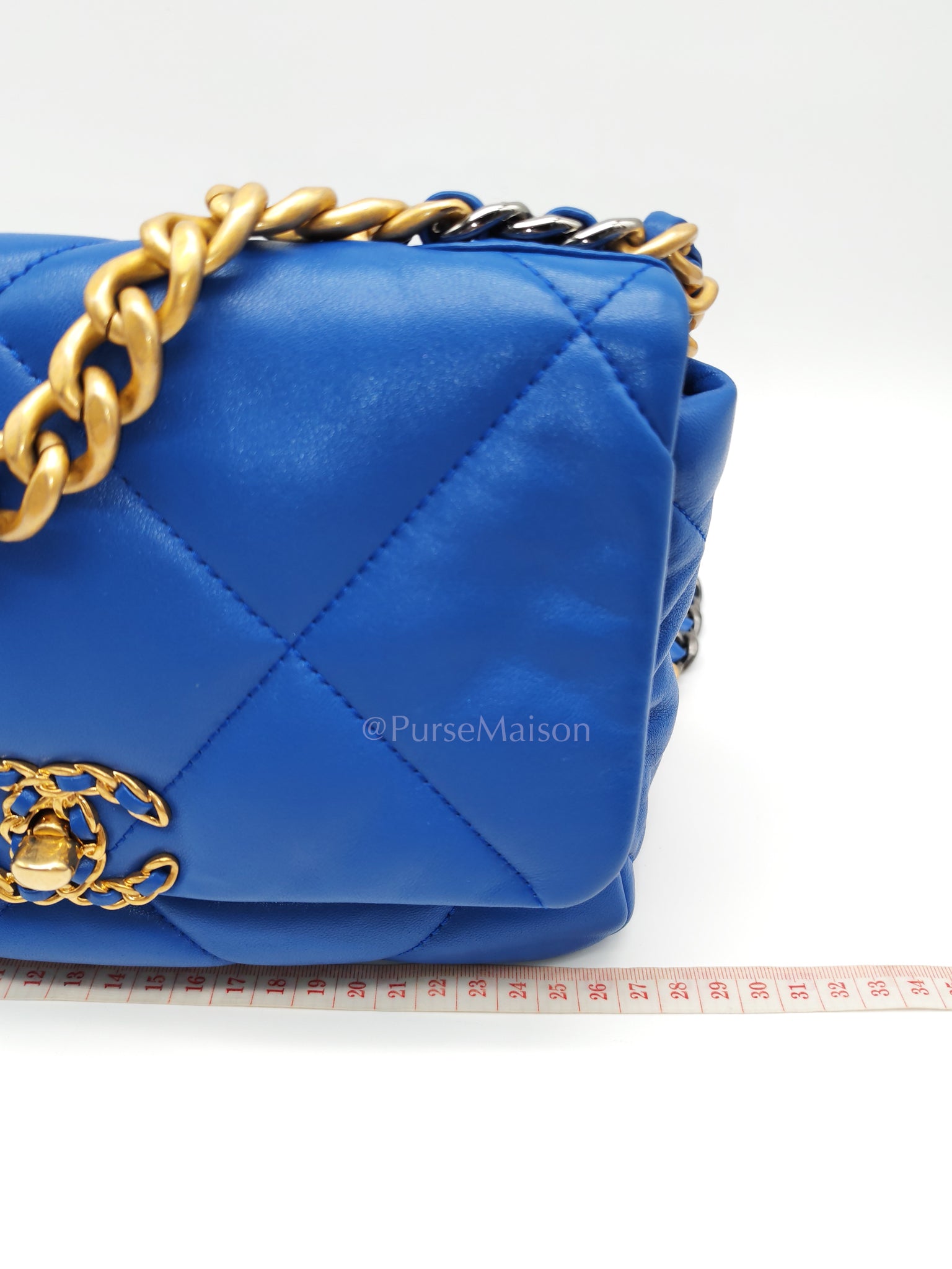 19 Small in Royal Blue Quilted Lambskin Leather and Mixed Hardware (Microchip) | Purse Maison Luxury Bags Shop