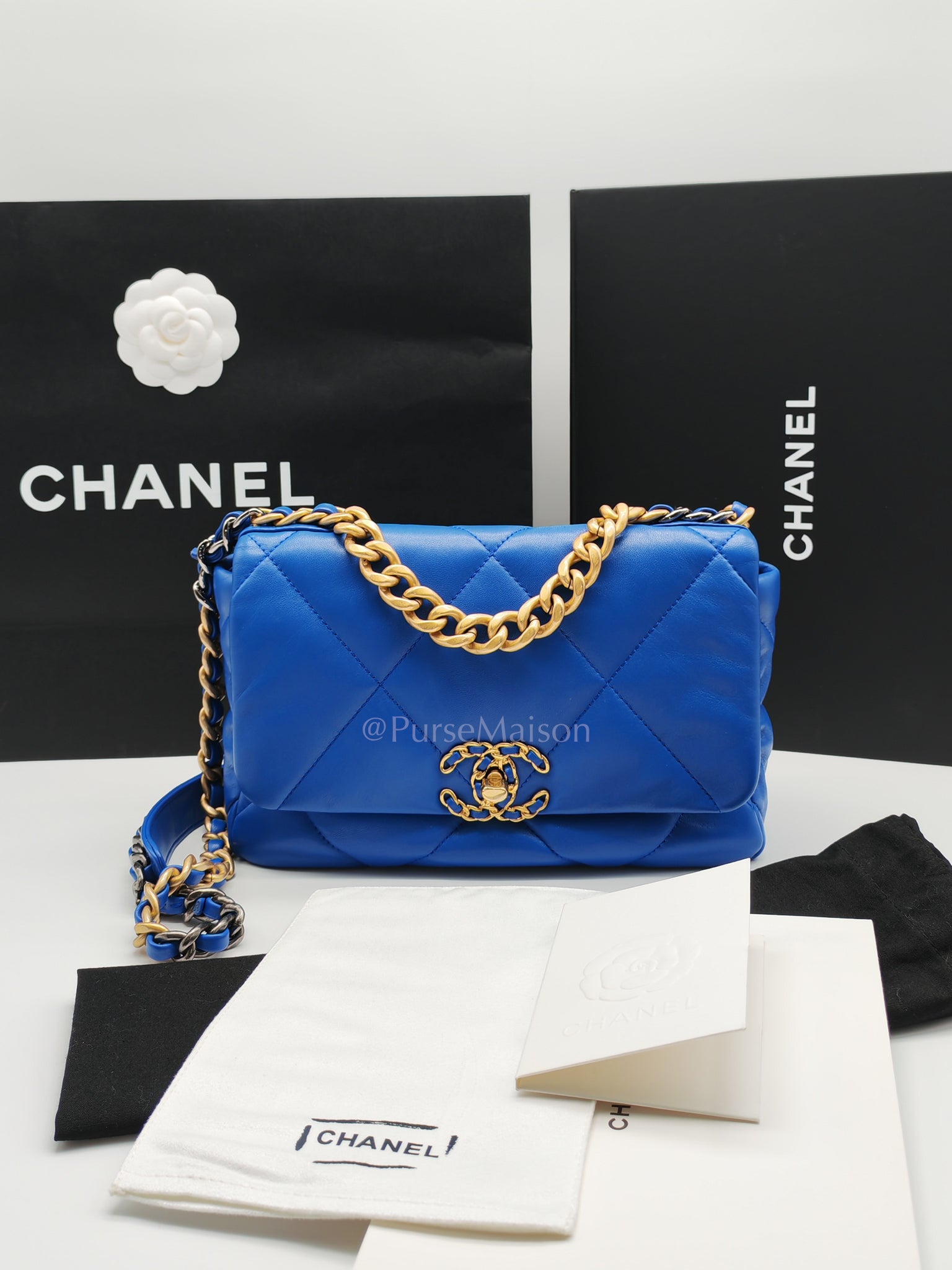 19 Small in Royal Blue Quilted Lambskin Leather and Mixed Hardware (Microchip) | Purse Maison Luxury Bags Shop