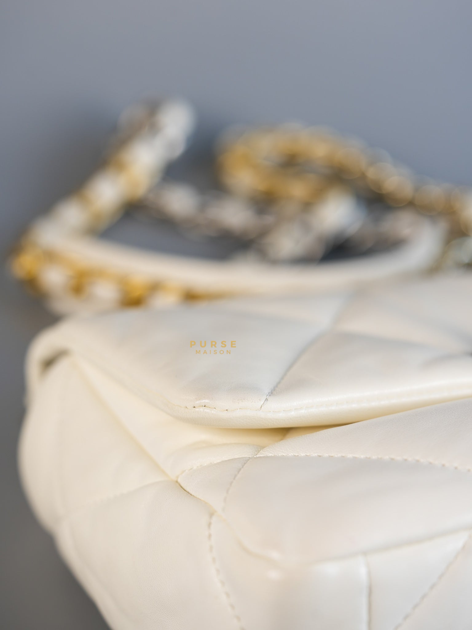 C19 Small in White Lambskin Leather & Mixed Hardware (Microchip) | Purse Maison Luxury Bags Shop