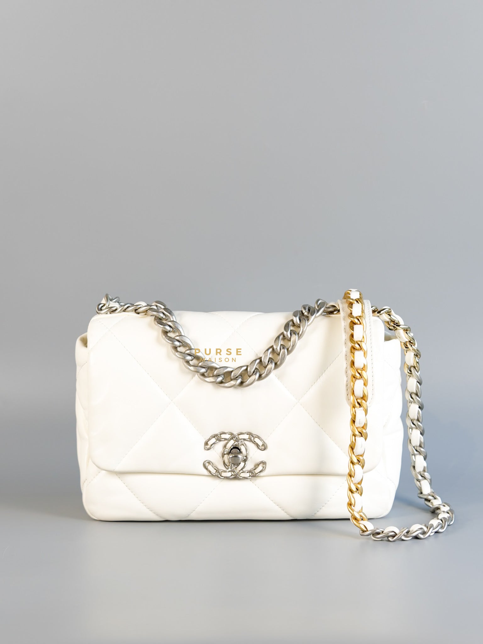 C19 Small in White Lambskin Leather & Mixed Hardware (Microchip) | Purse Maison Luxury Bags Shop