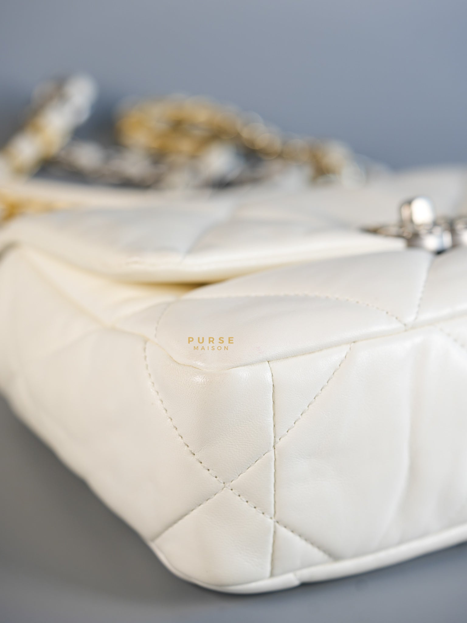 C19 Small in White Lambskin Leather & Mixed Hardware (Microchip) | Purse Maison Luxury Bags Shop