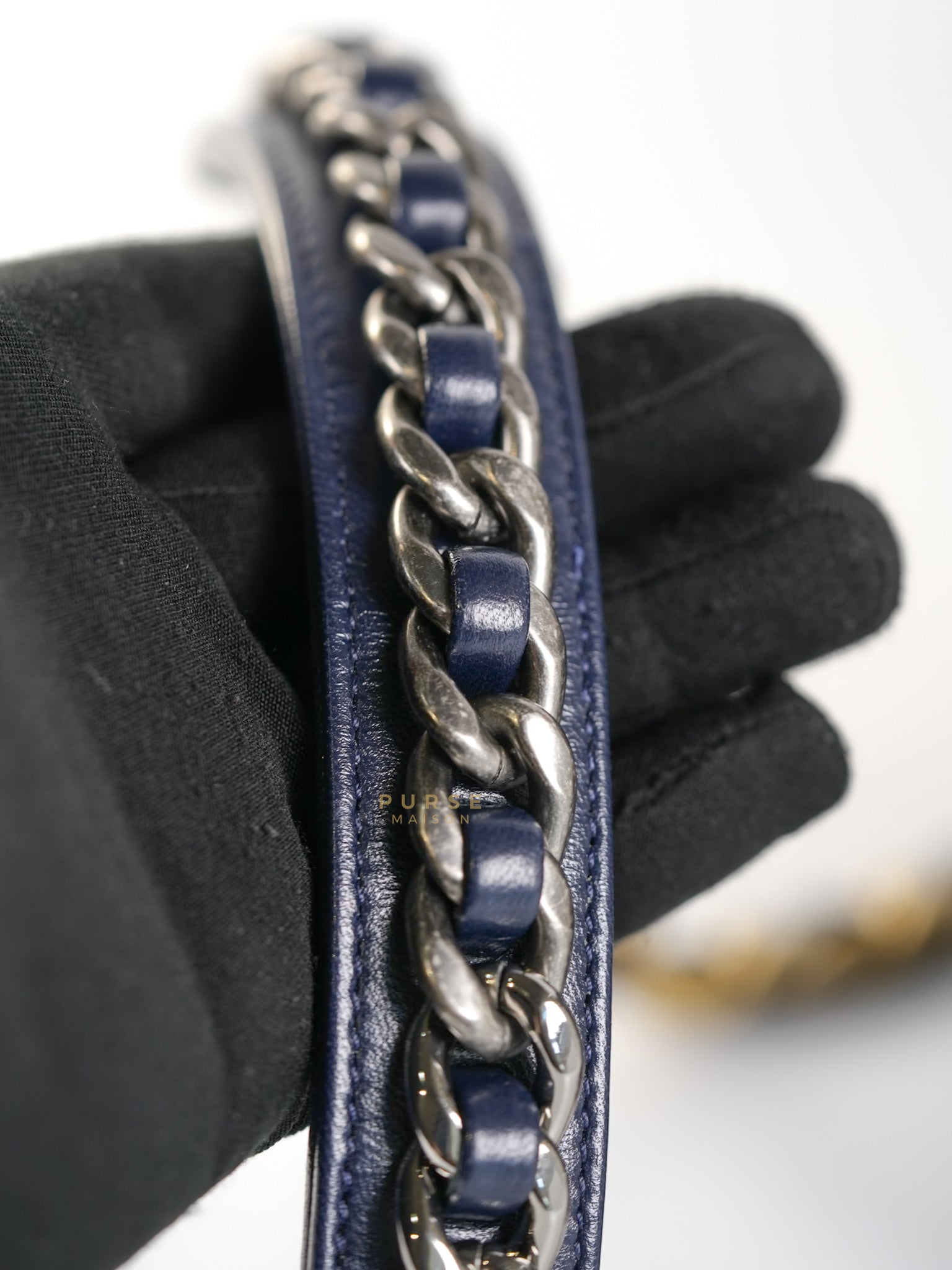 19 Small Navy Blue Lambskin Leather Mix Hardware Series 30 | Purse Maison Luxury Bags Shop