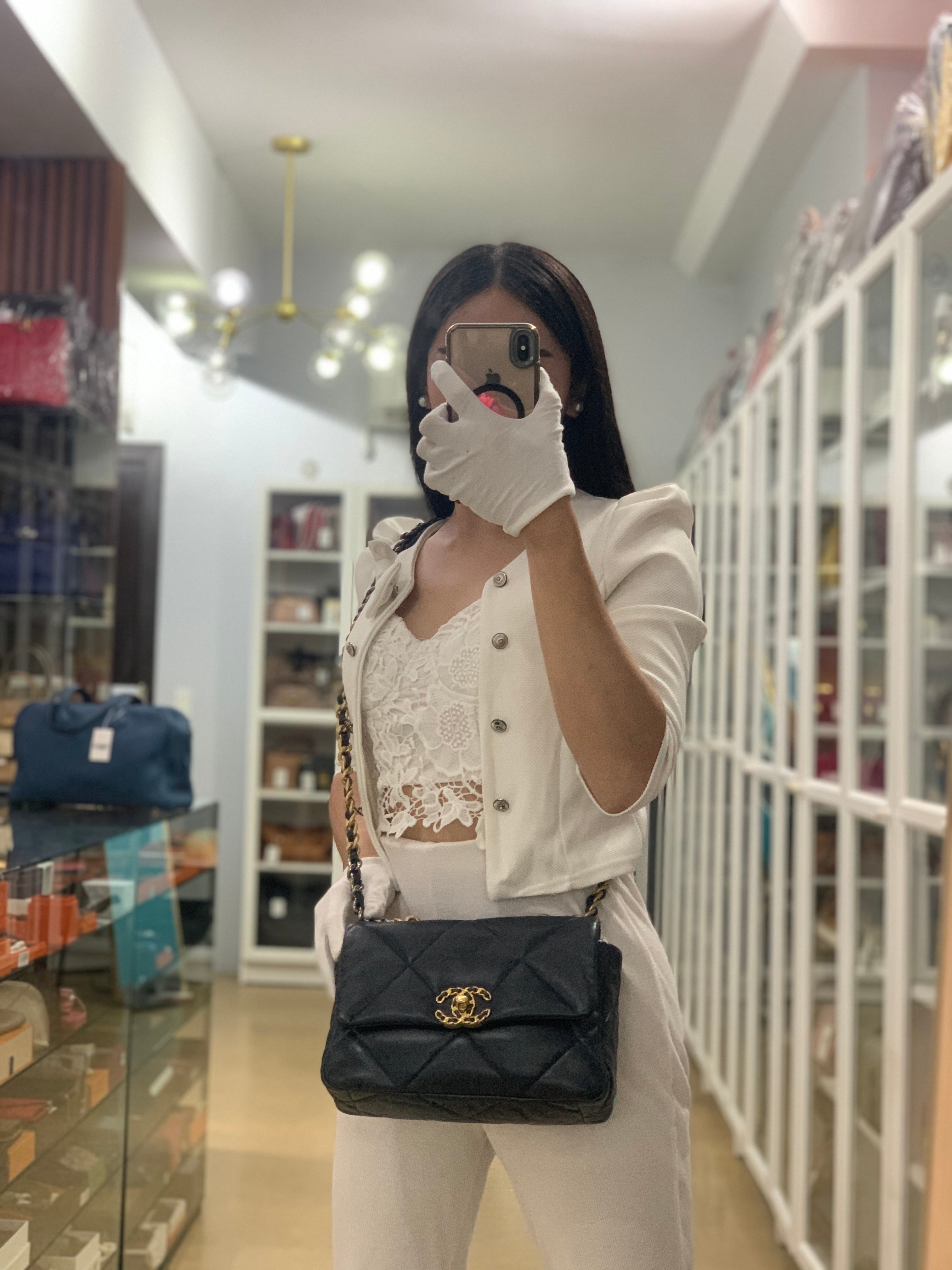 19 Small Navy Blue Lambskin Leather Mix Hardware Series 30 | Purse Maison Luxury Bags Shop