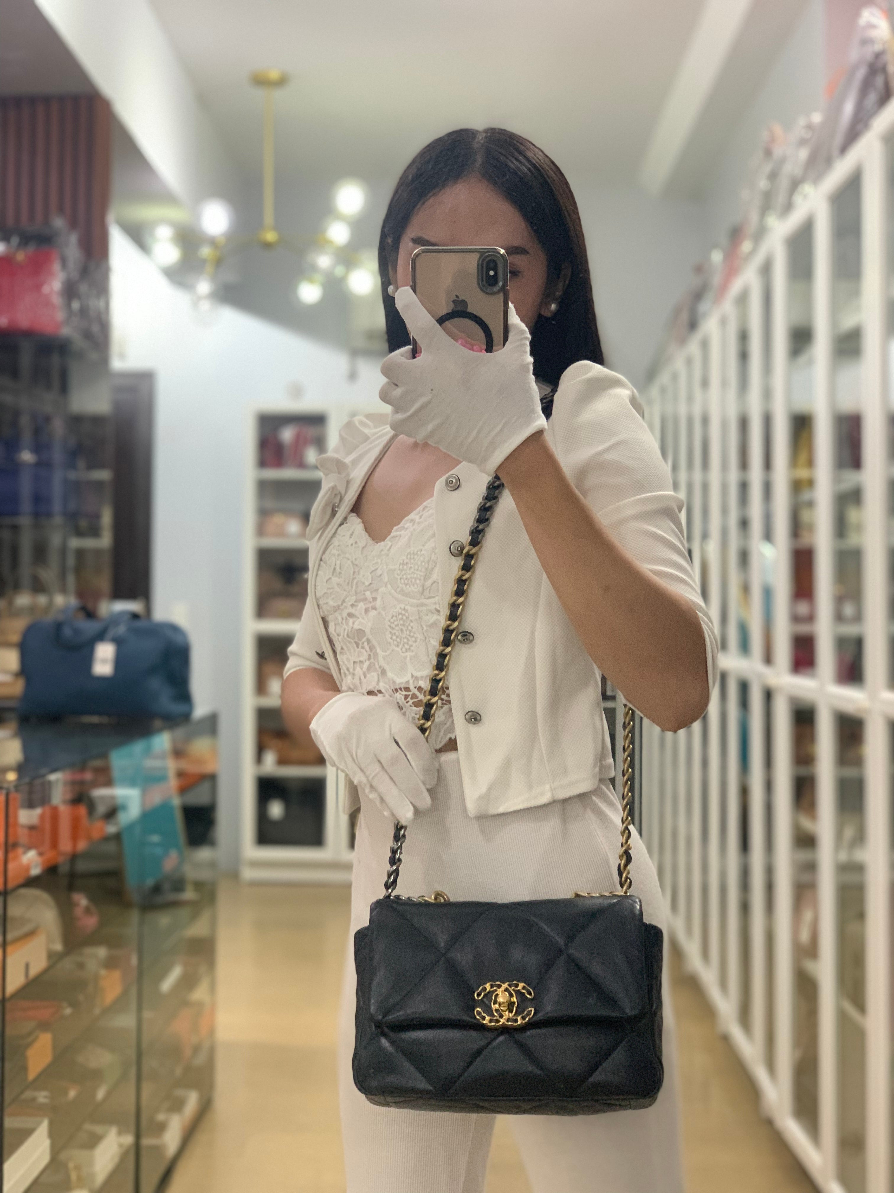 19 Small Navy Blue Lambskin Leather Mix Hardware Series 30 | Purse Maison Luxury Bags Shop